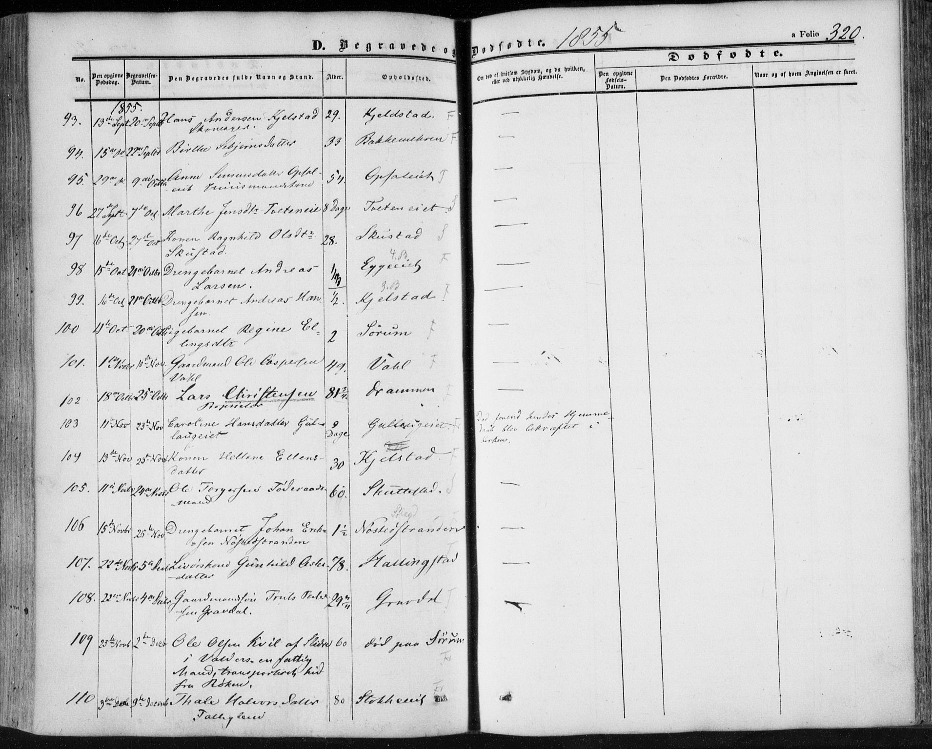 Lier kirkebøker, AV/SAKO-A-230/F/Fa/L0012: Parish register (official) no. I 12, 1854-1864, p. 320