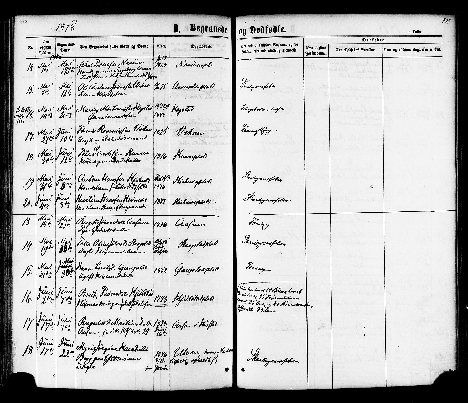 Ministerialprotokoller, klokkerbøker og fødselsregistre - Nord-Trøndelag, AV/SAT-A-1458/730/L0284: Parish register (official) no. 730A09, 1866-1878, p. 337