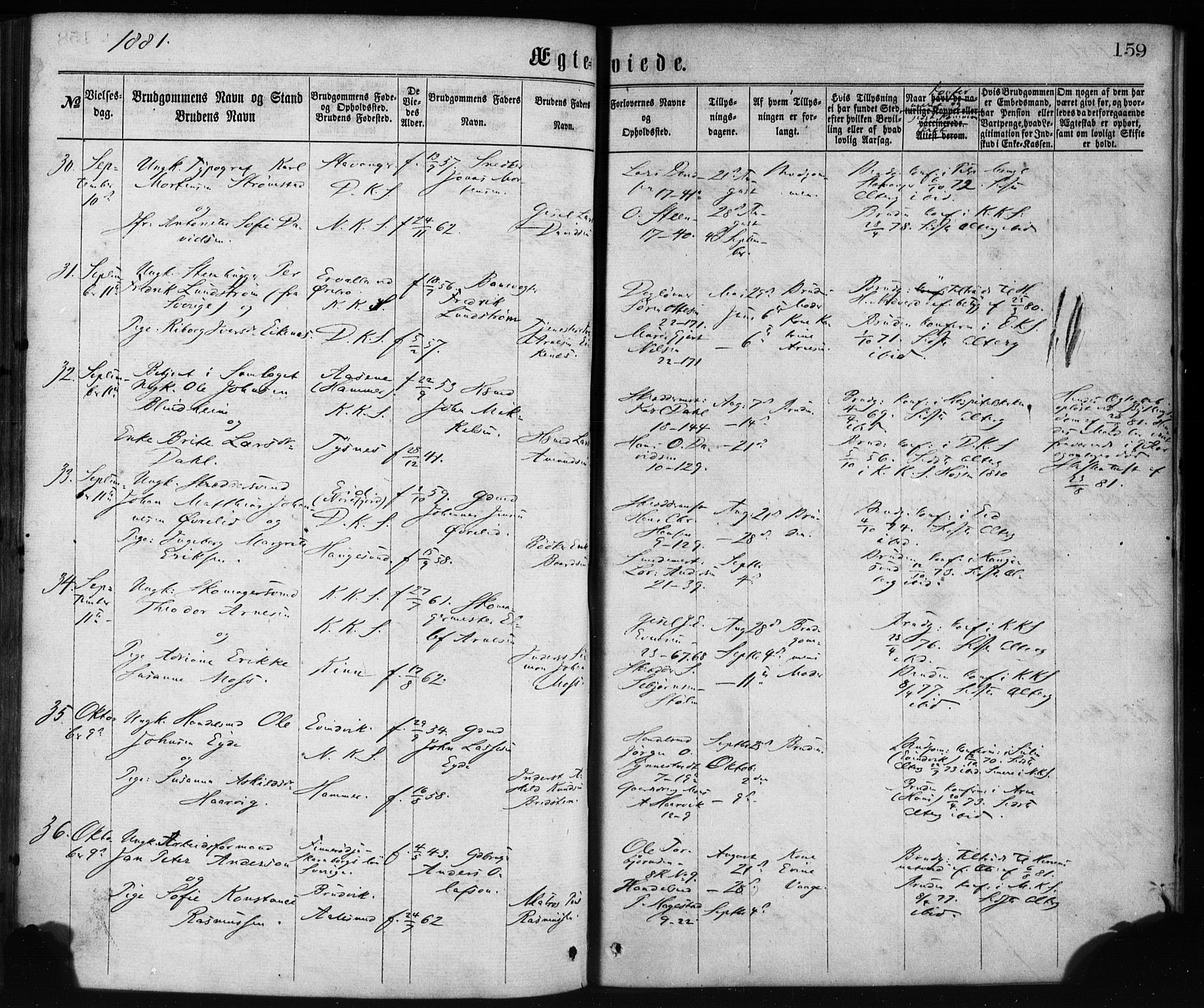 Korskirken sokneprestembete, SAB/A-76101/H/Haa/L0036: Parish register (official) no. D 3, 1867-1882, p. 159