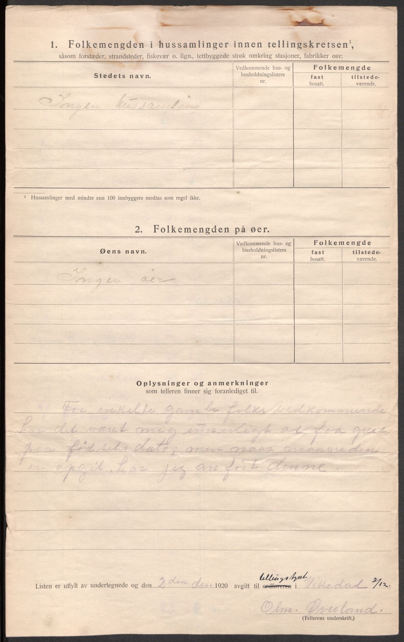 SAST, 1920 census for Vikedal, 1920, p. 38