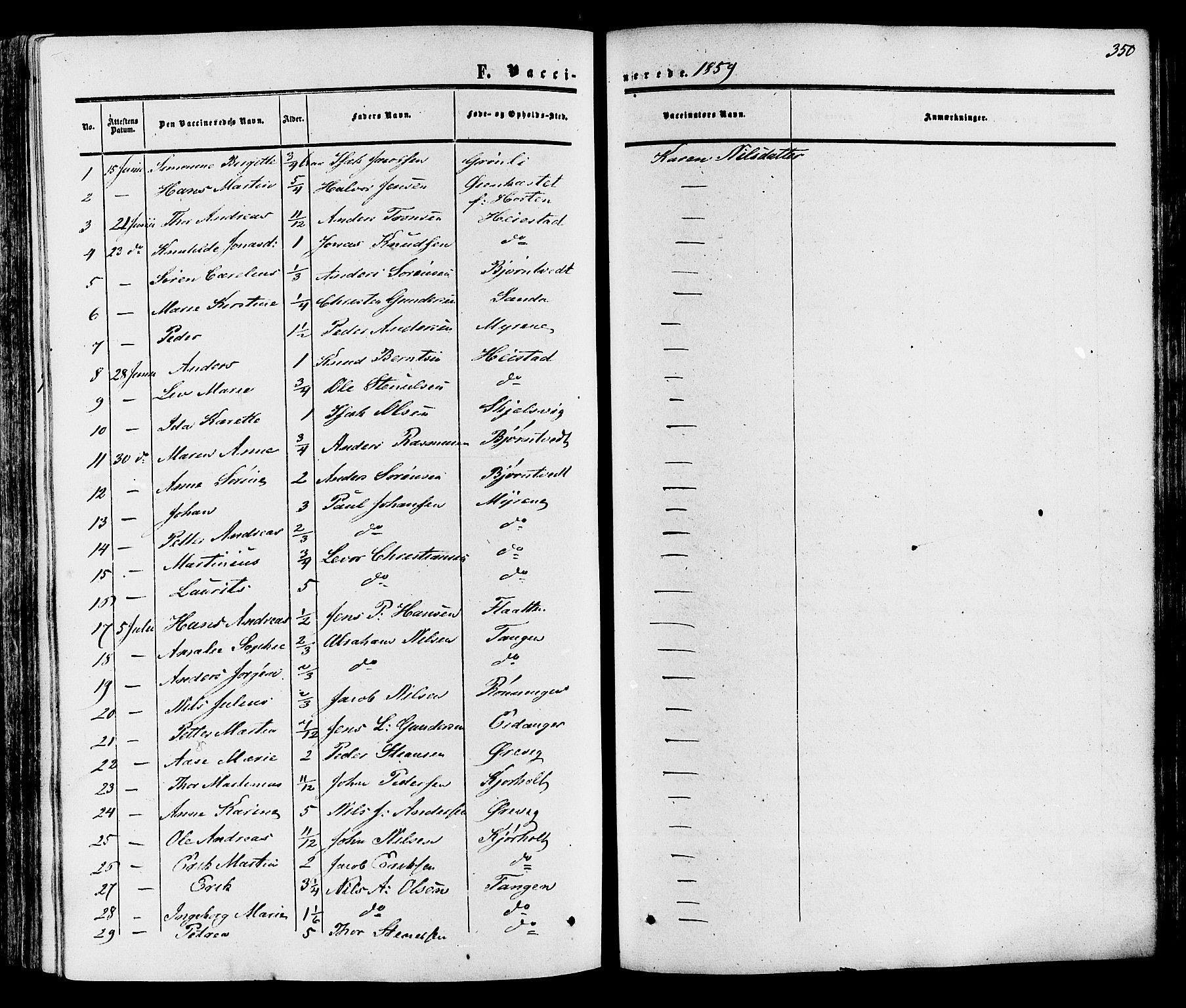 Eidanger kirkebøker, SAKO/A-261/F/Fa/L0010: Parish register (official) no. 10, 1859-1874, p. 350