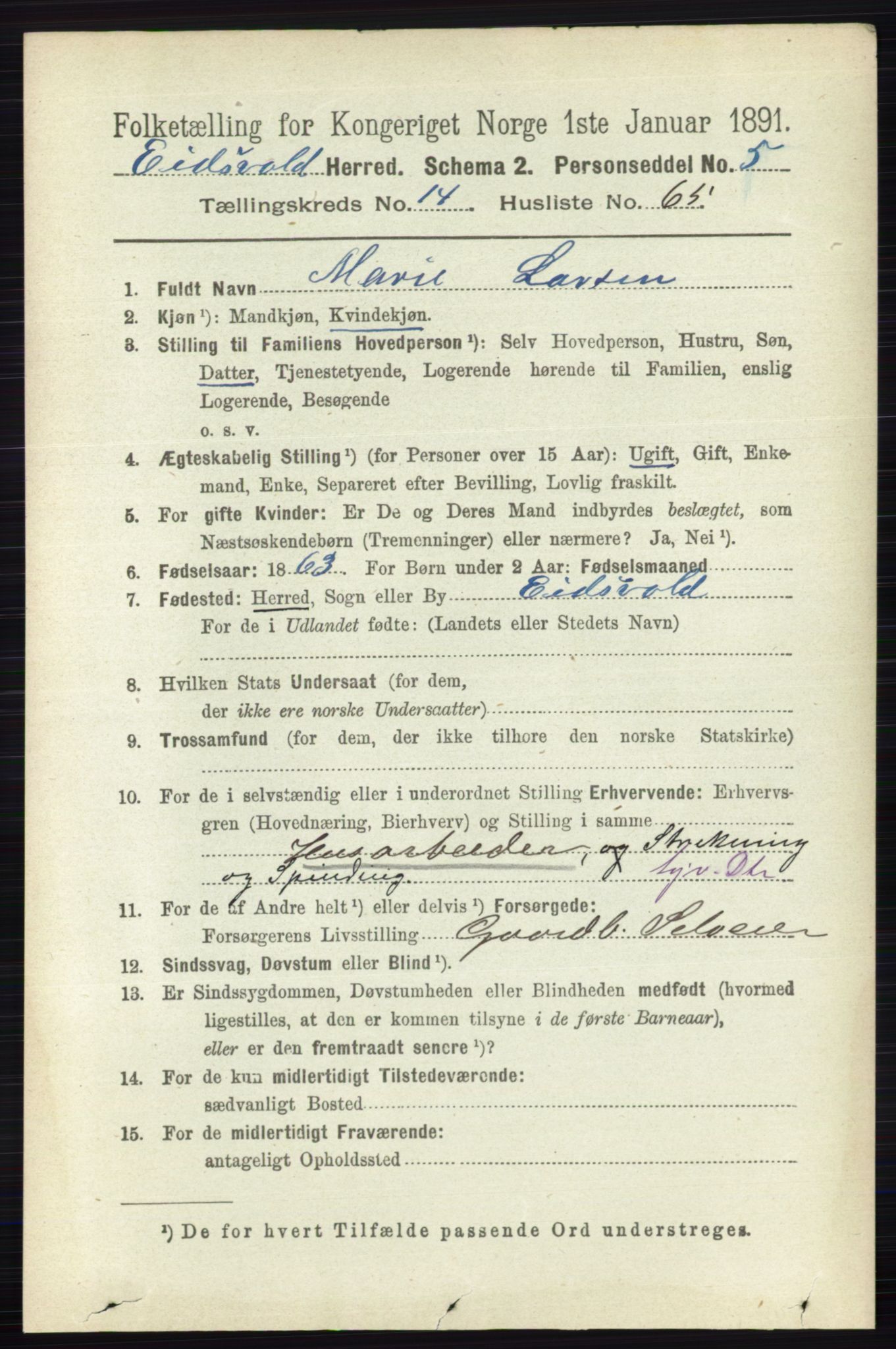 RA, 1891 census for 0237 Eidsvoll, 1891, p. 9832