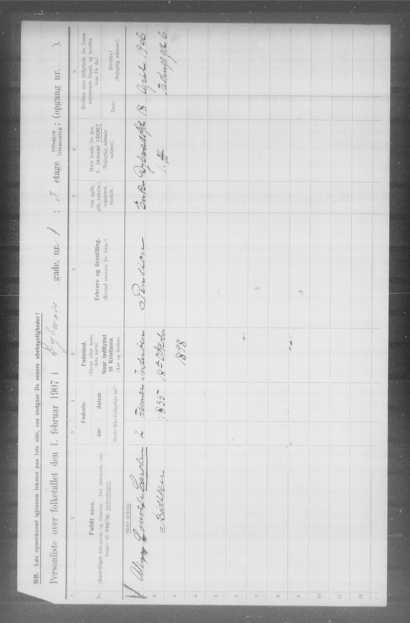 OBA, Municipal Census 1907 for Kristiania, 1907, p. 8897