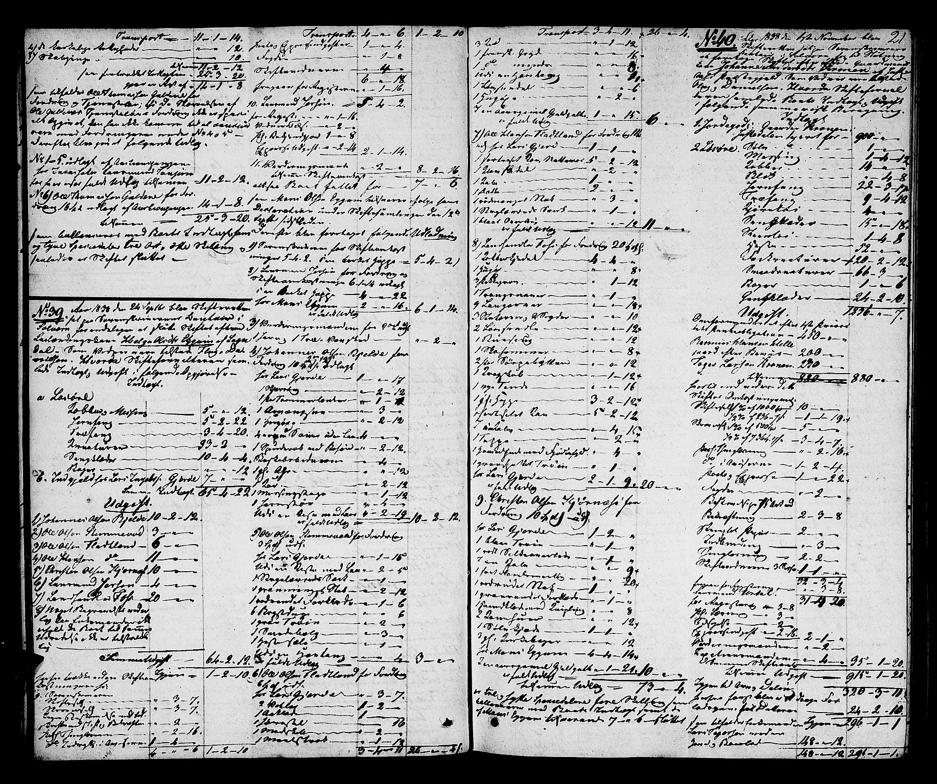 Indre Sogn tingrett, AV/SAB-A-3301/1/H/Hd/L0001: Skifteutlodningsprotokoll 1, 1838-1846, p. 20b-21a