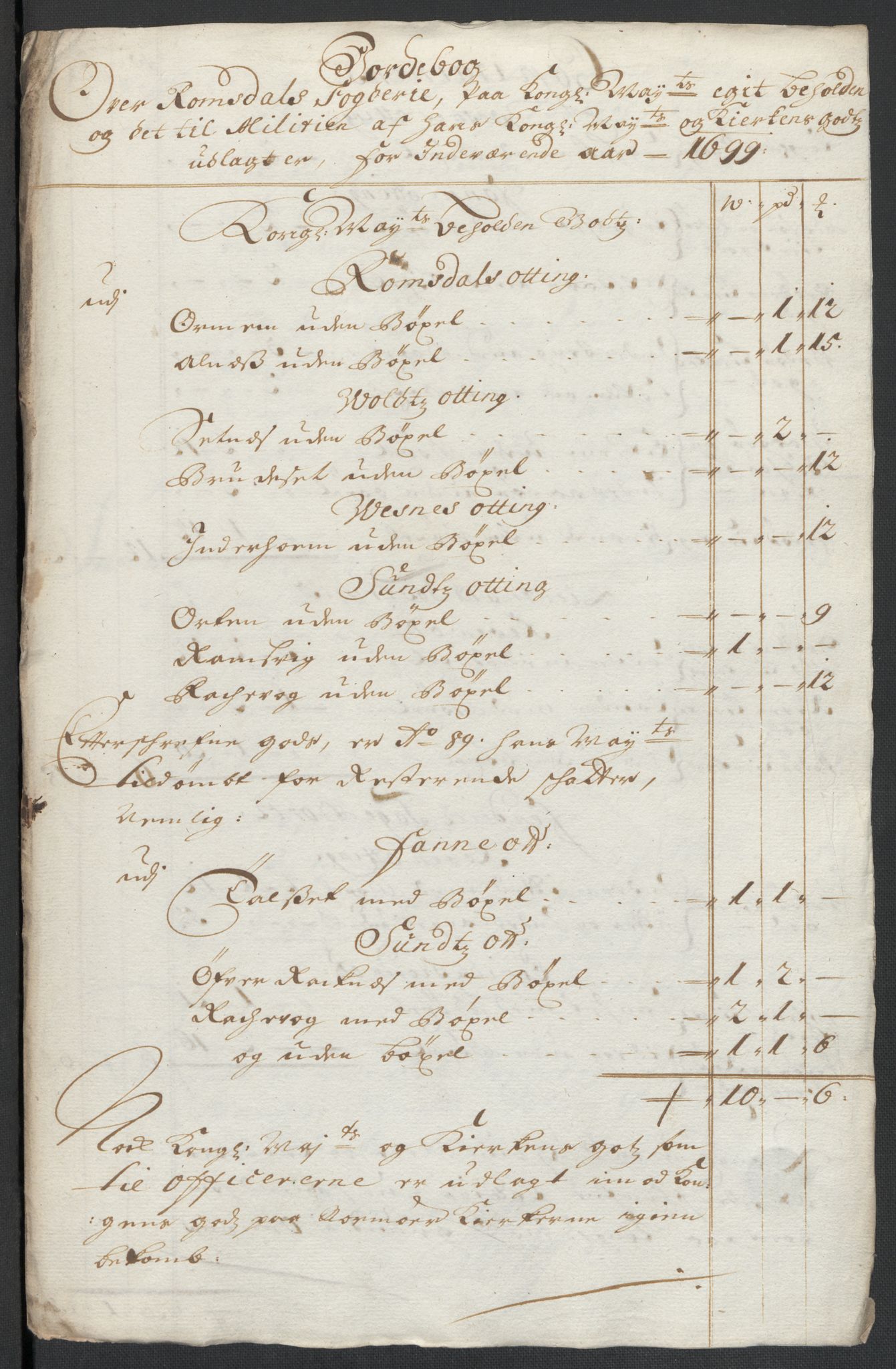 Rentekammeret inntil 1814, Reviderte regnskaper, Fogderegnskap, AV/RA-EA-4092/R55/L3654: Fogderegnskap Romsdal, 1699-1700, p. 106