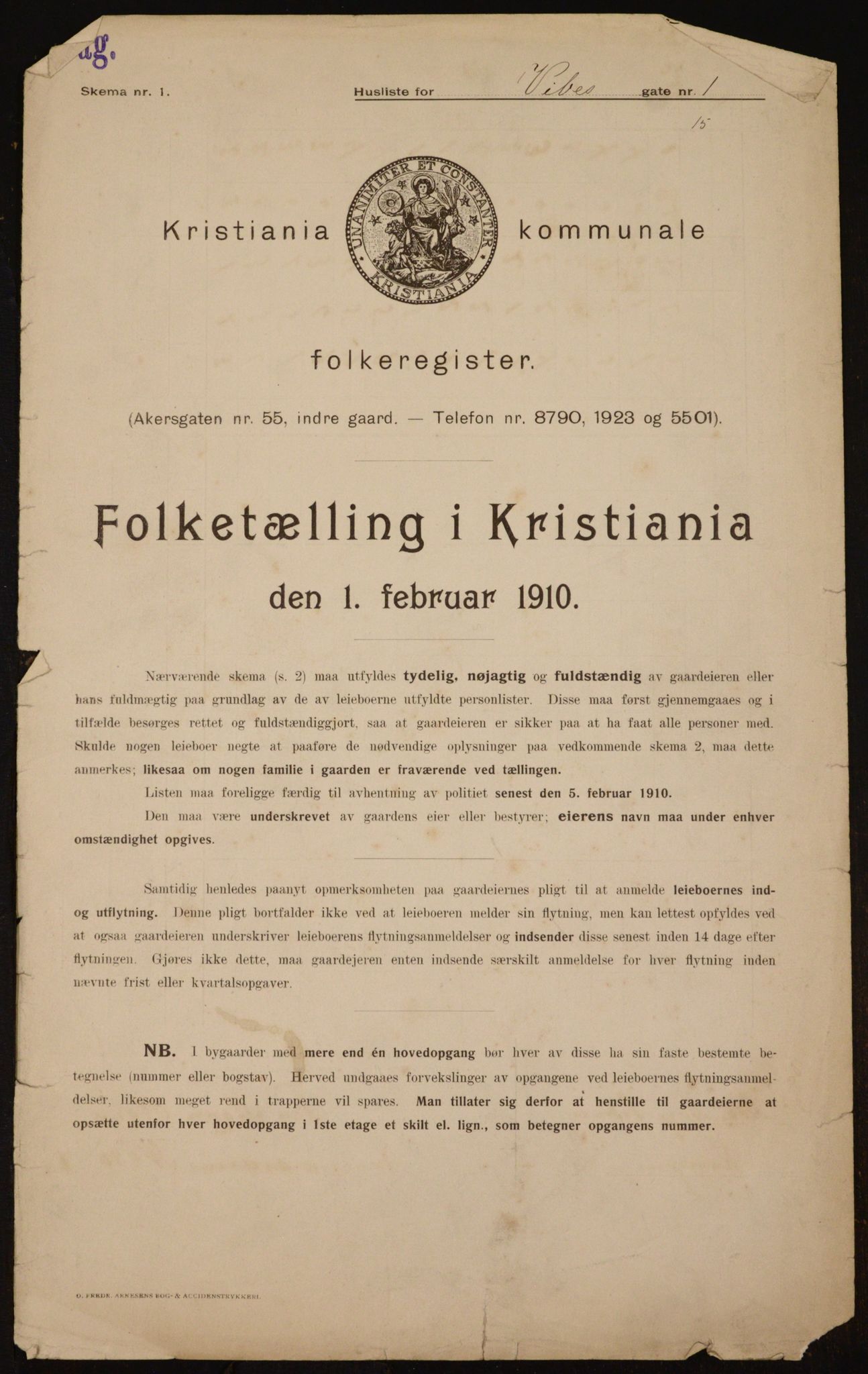 OBA, Municipal Census 1910 for Kristiania, 1910, p. 116190