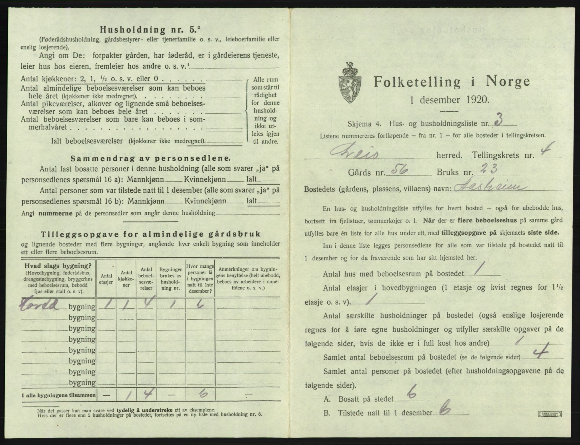 SAB, 1920 census for Sveio, 1920, p. 249