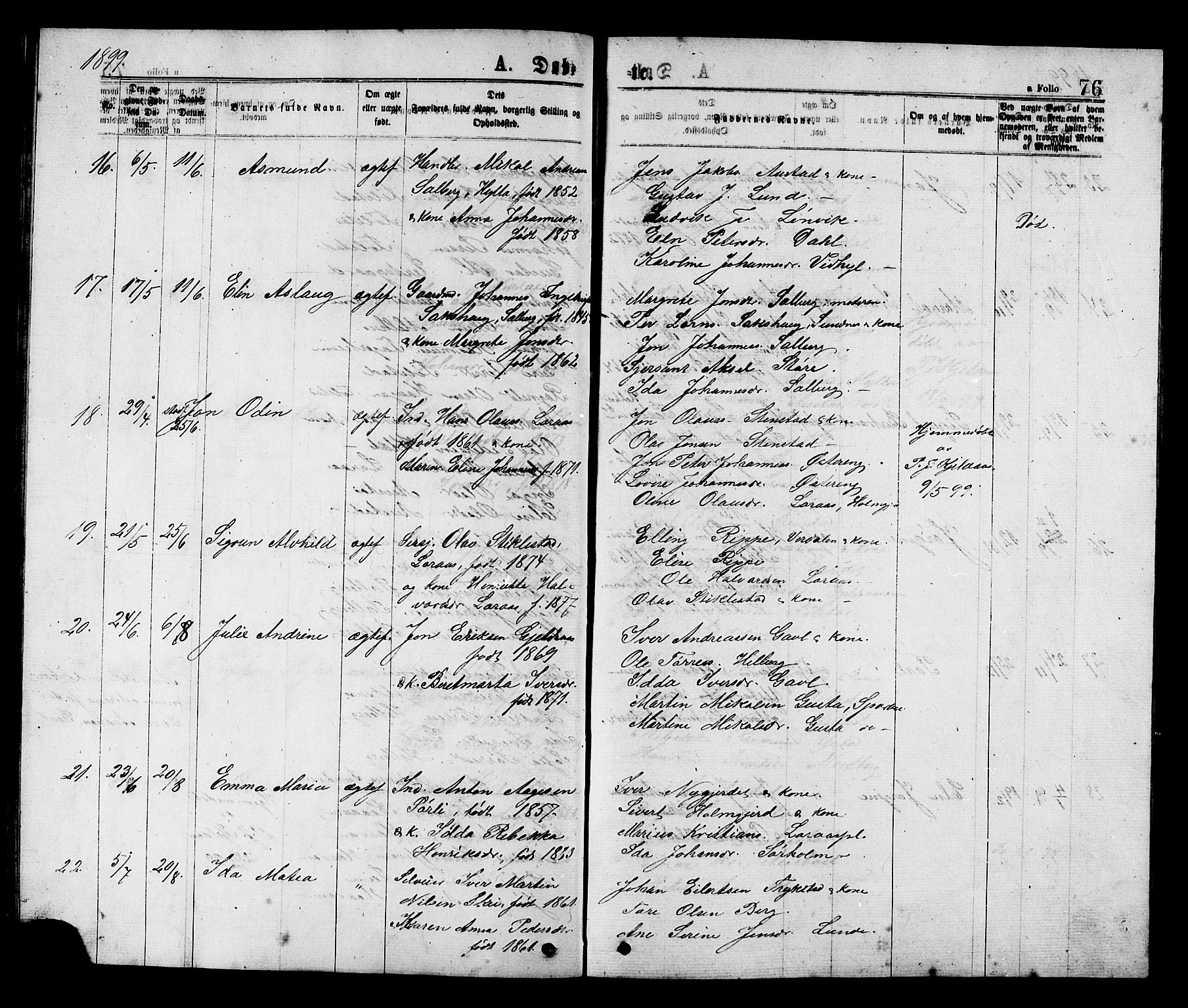 Ministerialprotokoller, klokkerbøker og fødselsregistre - Nord-Trøndelag, AV/SAT-A-1458/731/L0311: Parish register (copy) no. 731C02, 1875-1911, p. 76