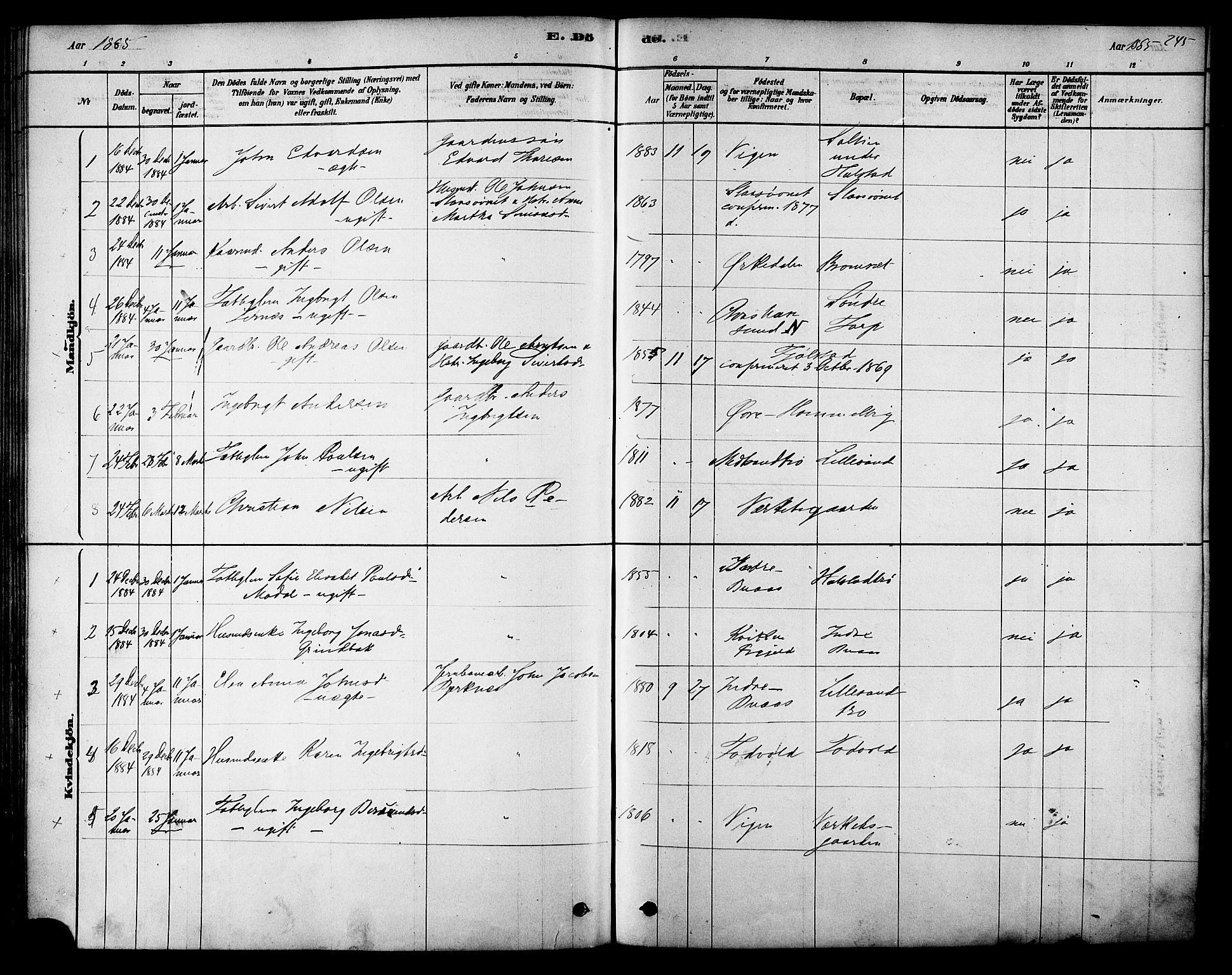 Ministerialprotokoller, klokkerbøker og fødselsregistre - Sør-Trøndelag, AV/SAT-A-1456/616/L0410: Parish register (official) no. 616A07, 1878-1893, p. 245