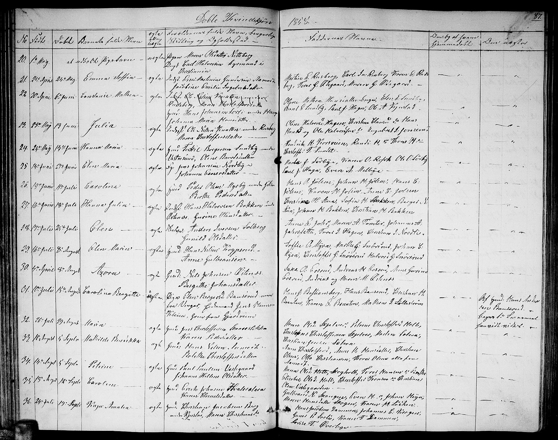 Fet prestekontor Kirkebøker, AV/SAO-A-10370a/G/Ga/L0002: Parish register (copy) no. I 2, 1843-1859, p. 87