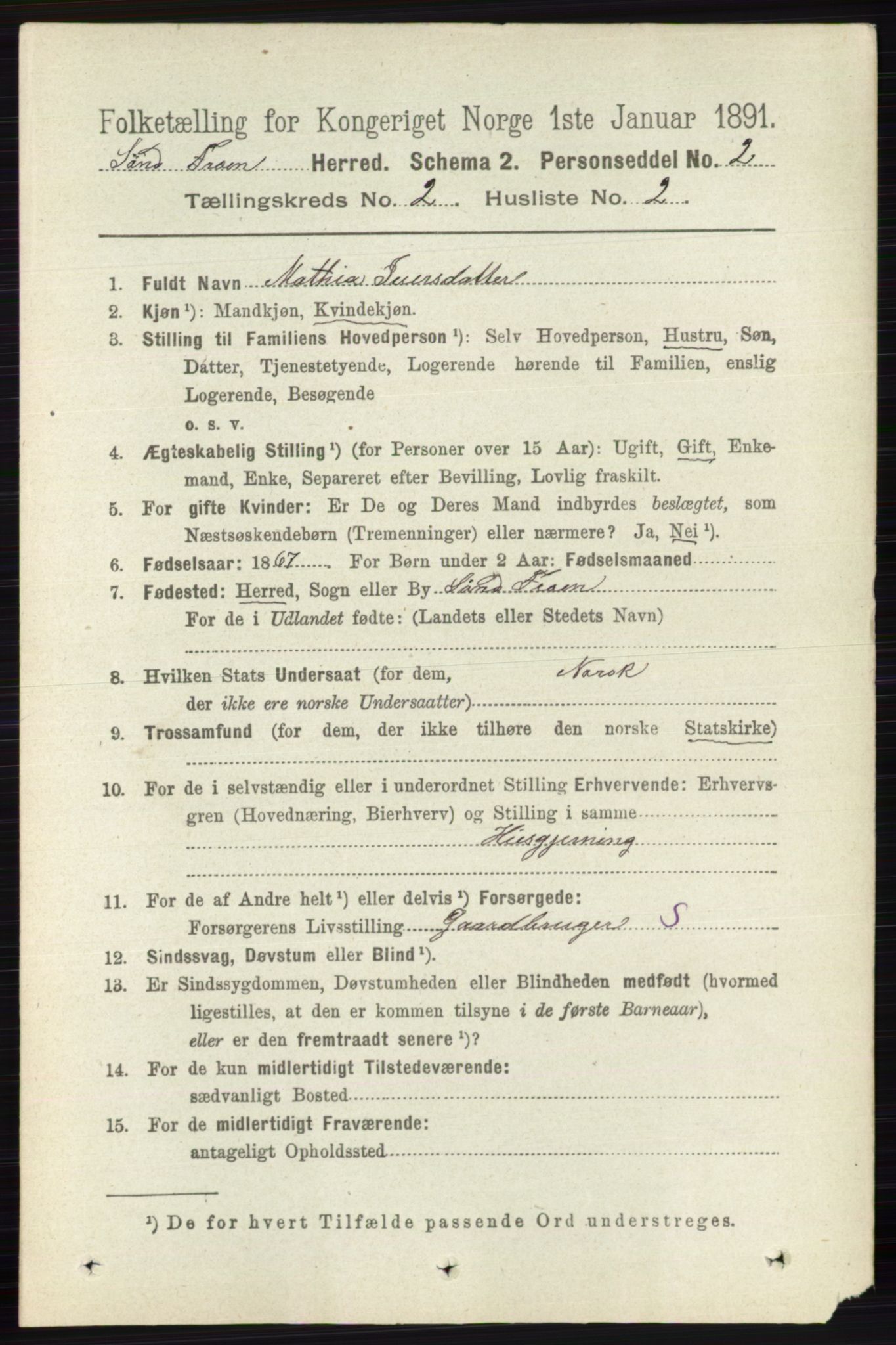 RA, 1891 census for 0519 Sør-Fron, 1891, p. 567