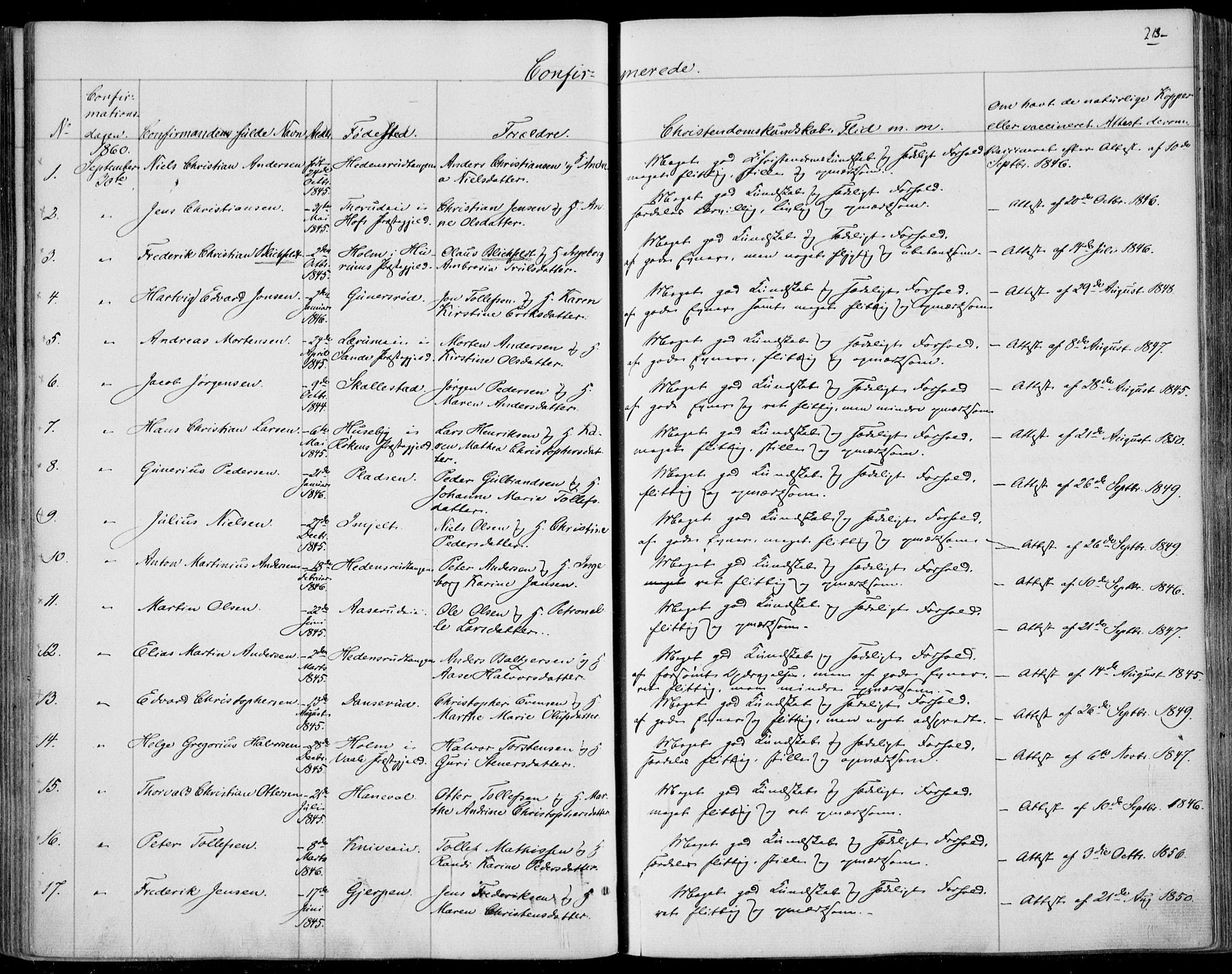 Skoger kirkebøker, SAKO/A-59/F/Fa/L0003: Parish register (official) no. I 3, 1842-1861, p. 218