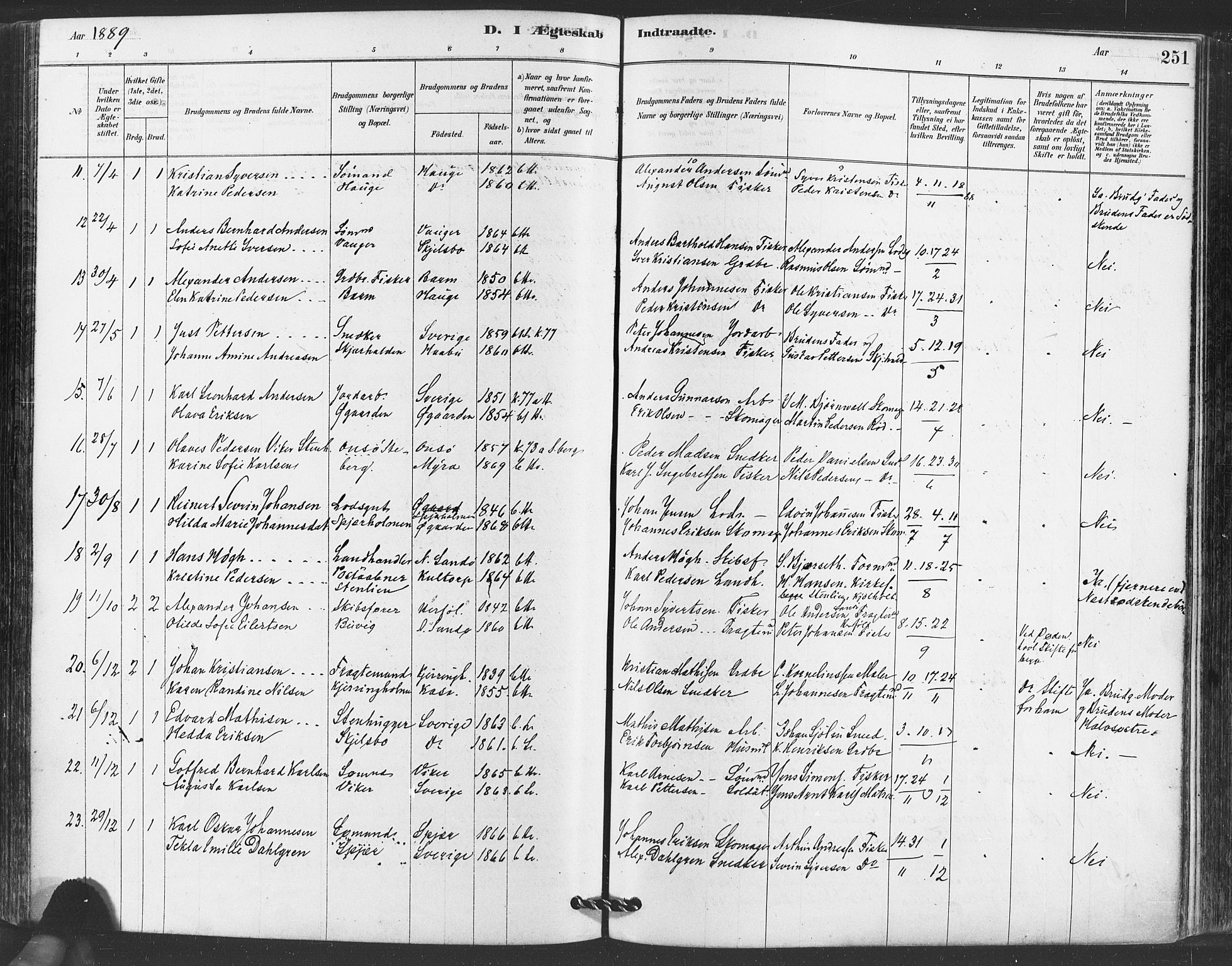 Hvaler prestekontor Kirkebøker, AV/SAO-A-2001/F/Fa/L0008: Parish register (official) no. I 8, 1878-1895, p. 251