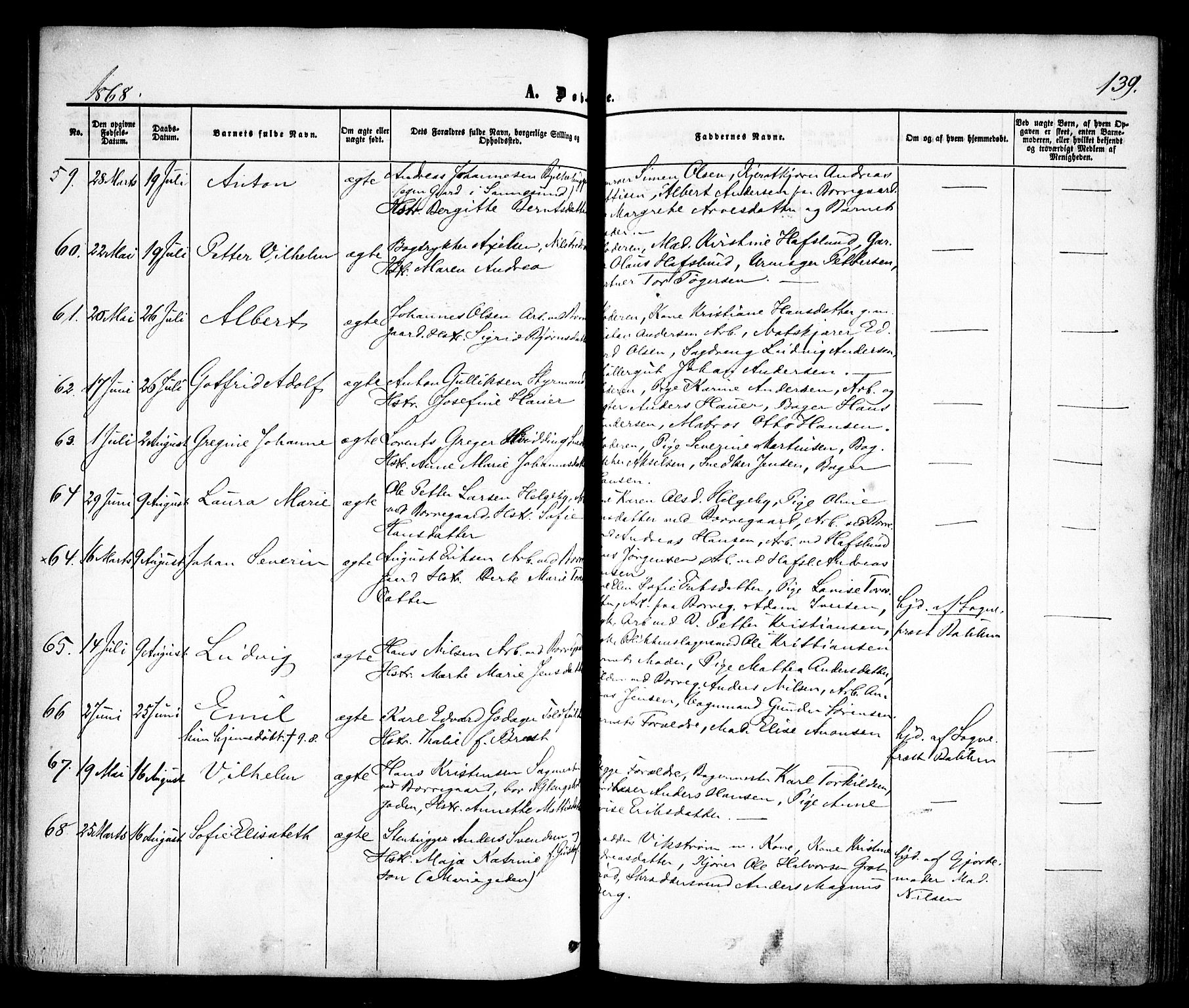 Sarpsborg prestekontor Kirkebøker, AV/SAO-A-2006/F/Fa/L0001: Parish register (official) no. 1, 1859-1868, p. 139