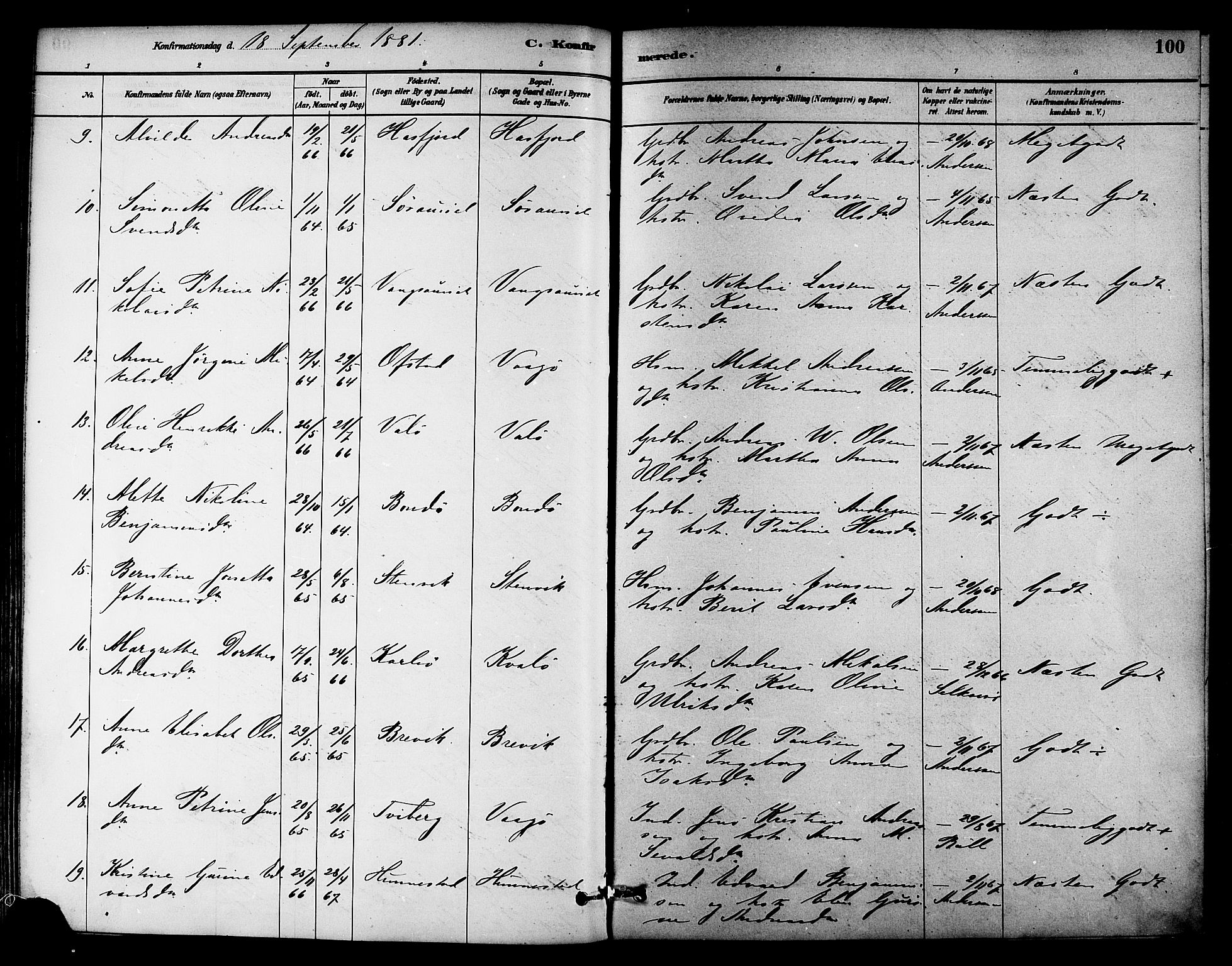 Ministerialprotokoller, klokkerbøker og fødselsregistre - Nord-Trøndelag, AV/SAT-A-1458/786/L0686: Parish register (official) no. 786A02, 1880-1887, p. 100