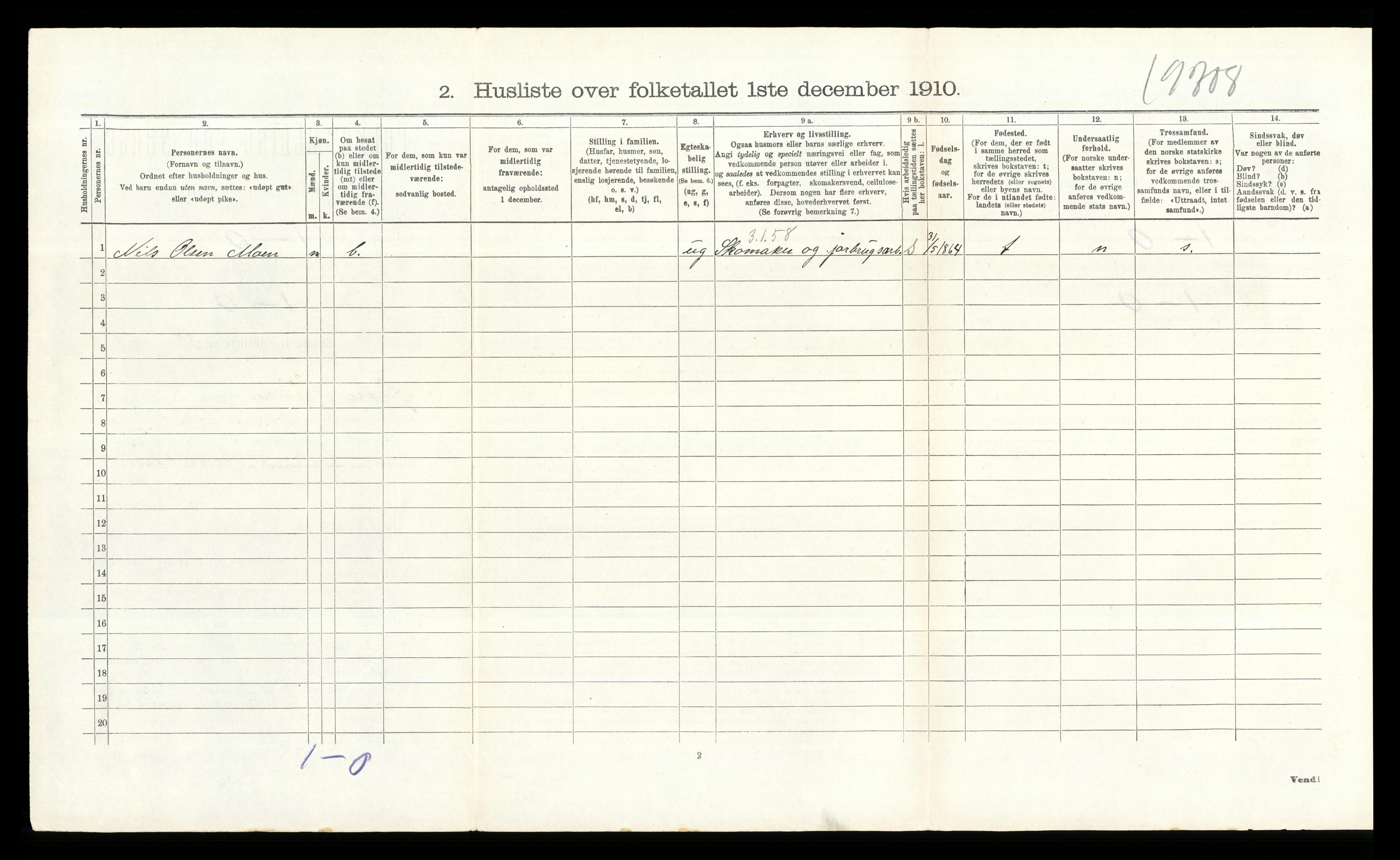 RA, 1910 census for Øystre Slidre, 1910, p. 585