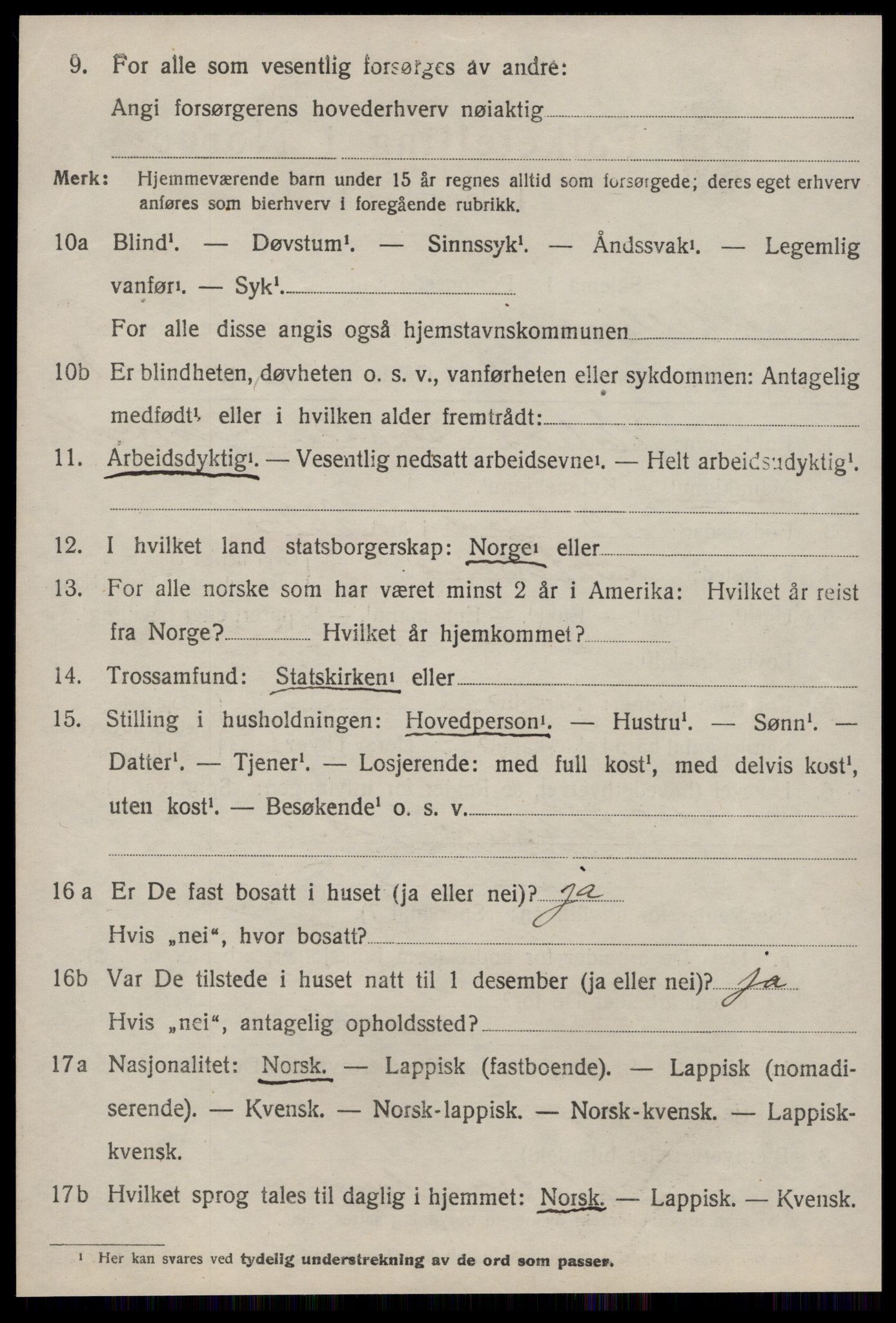 SAT, 1920 census for Melhus, 1920, p. 4950