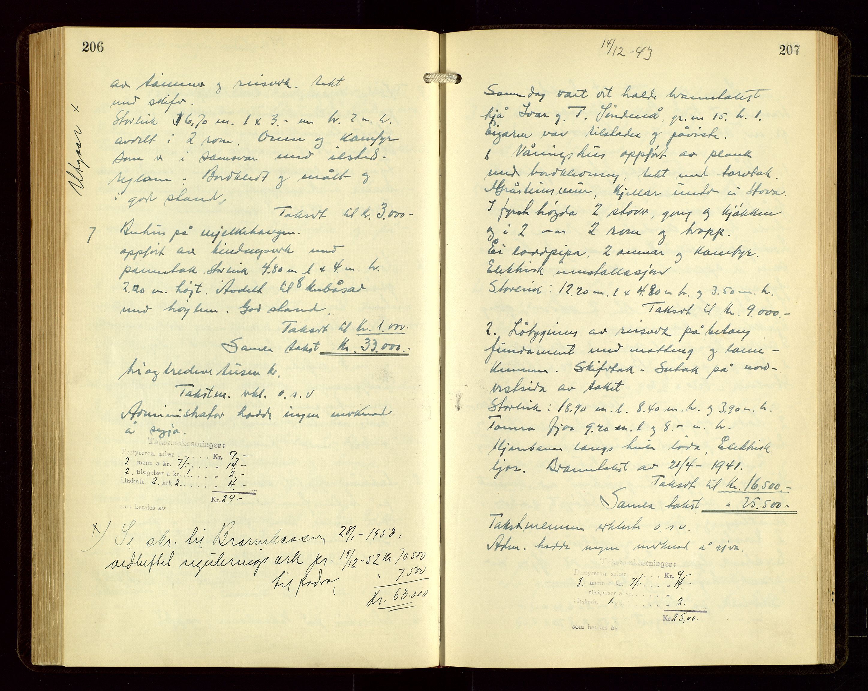 Sauda lensmannskontor, AV/SAST-A-100177/Goa/L0004: "Brandtakstprotokoll for Sauda lensmannsdistrikt", 1934-1946, p. 206-207