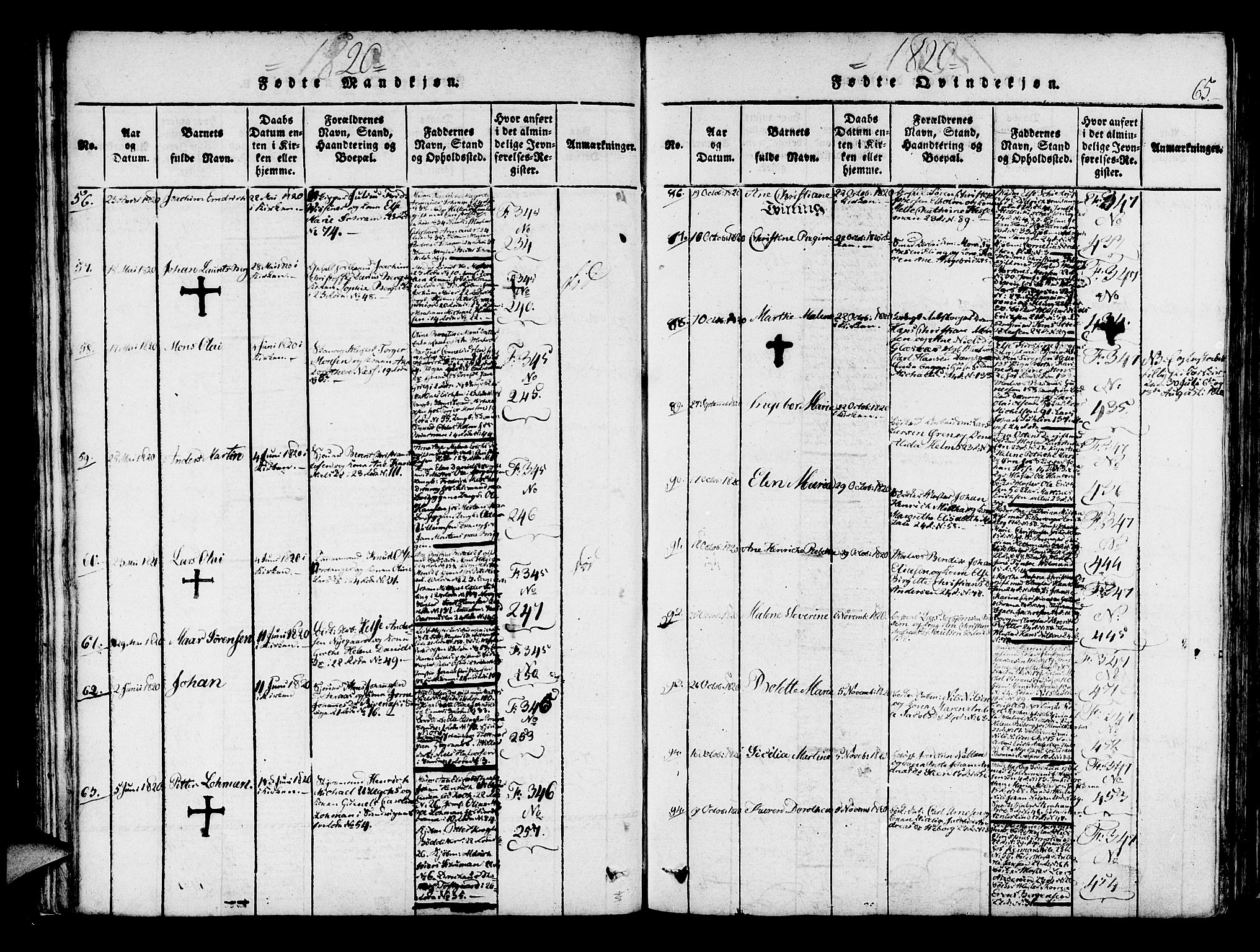 Korskirken sokneprestembete, AV/SAB-A-76101/H/Haa/L0013: Parish register (official) no. A 13, 1815-1822, p. 65