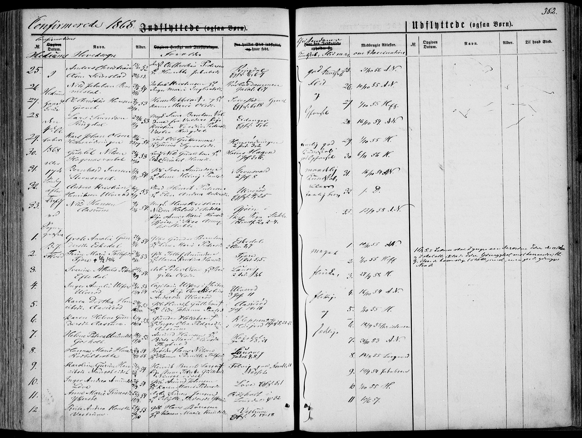 Hedrum kirkebøker, AV/SAKO-A-344/F/Fa/L0007: Parish register (official) no. I 7, 1857-1868, p. 382