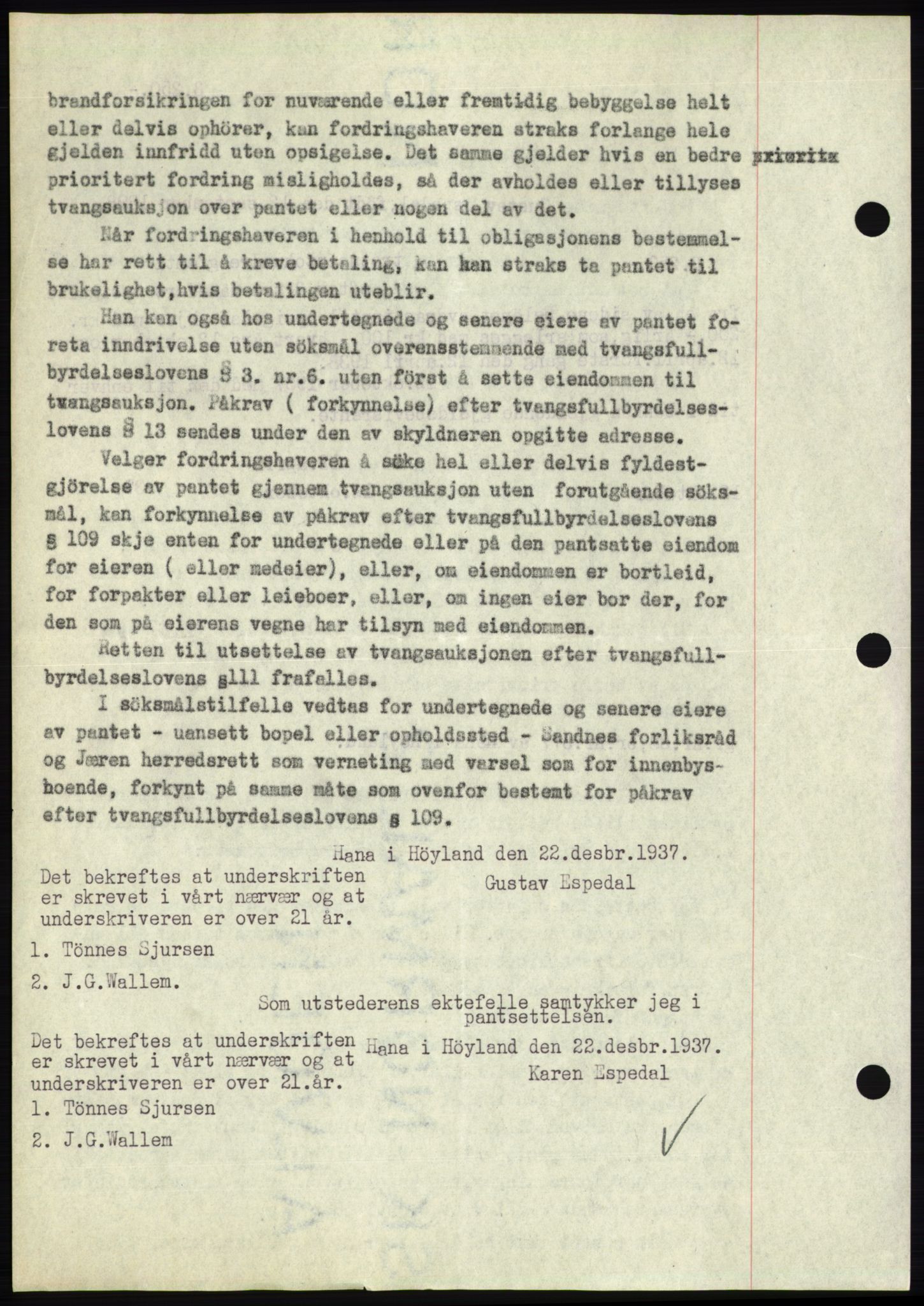 Jæren sorenskriveri, SAST/A-100310/03/G/Gba/L0069: Mortgage book, 1937-1937, Diary no: : 4163/1937