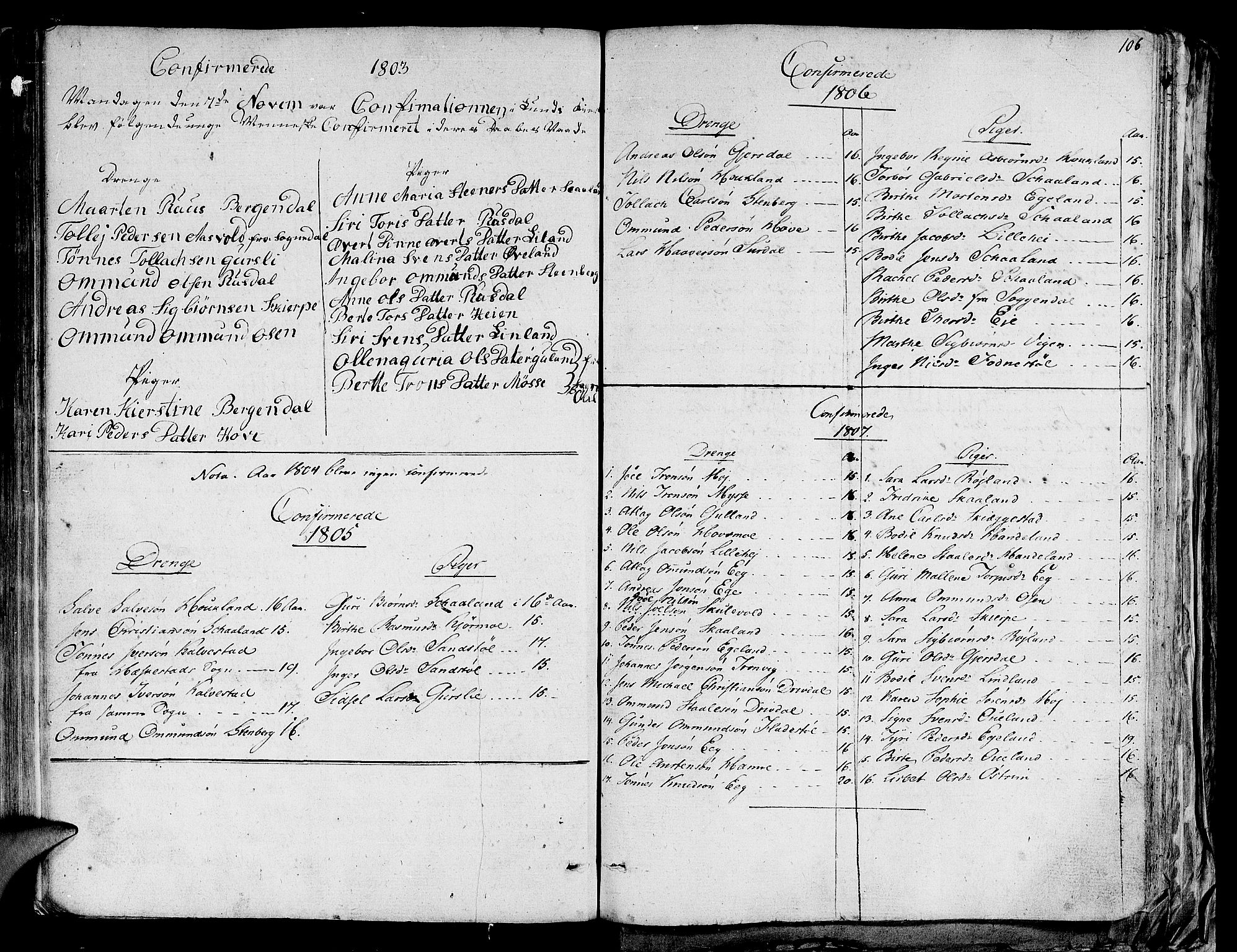 Lund sokneprestkontor, AV/SAST-A-101809/S06/L0004: Parish register (official) no. A 4 /1, 1801-1864, p. 106