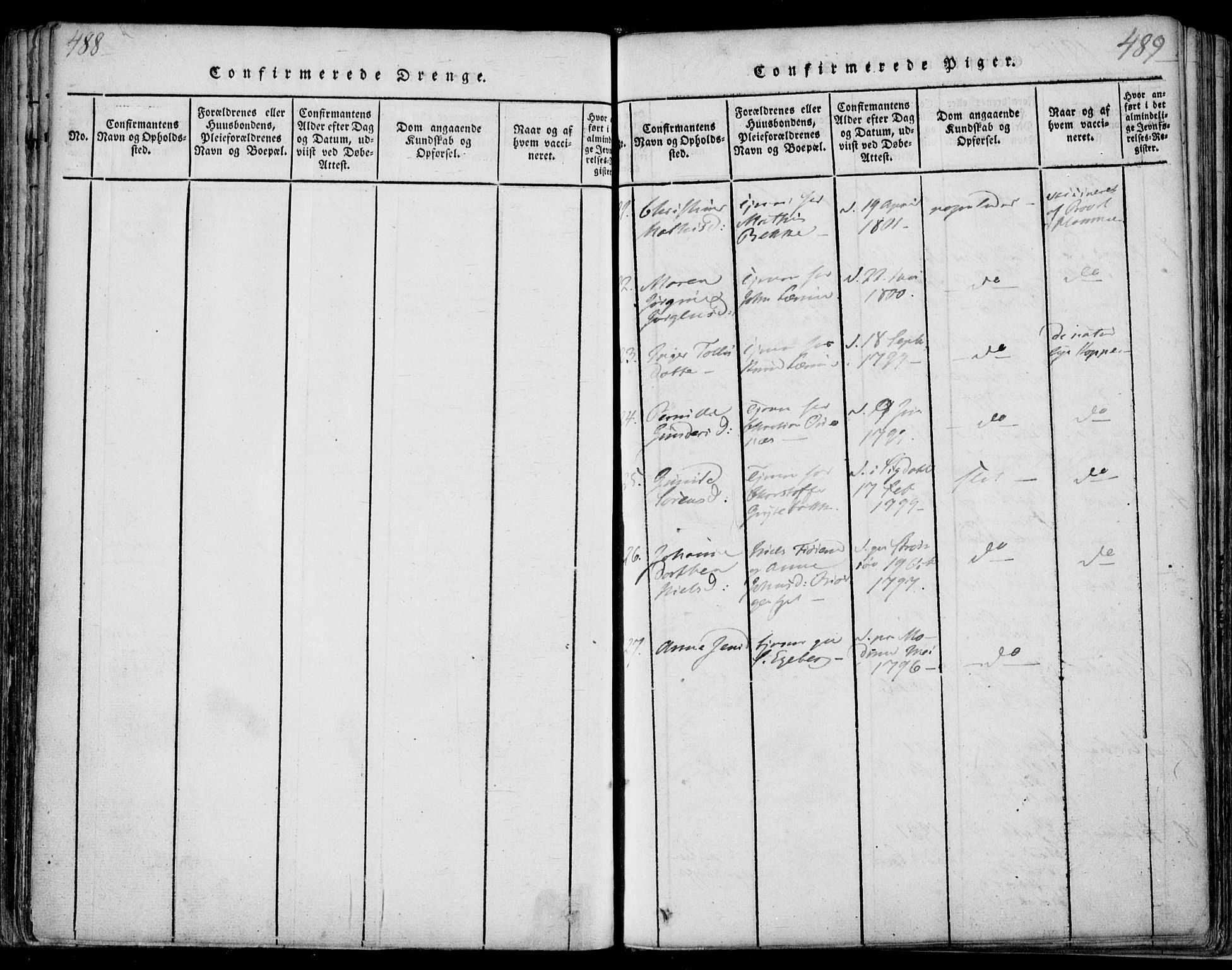 Sande Kirkebøker, SAKO/A-53/F/Fa/L0003: Parish register (official) no. 3, 1814-1847, p. 488-489