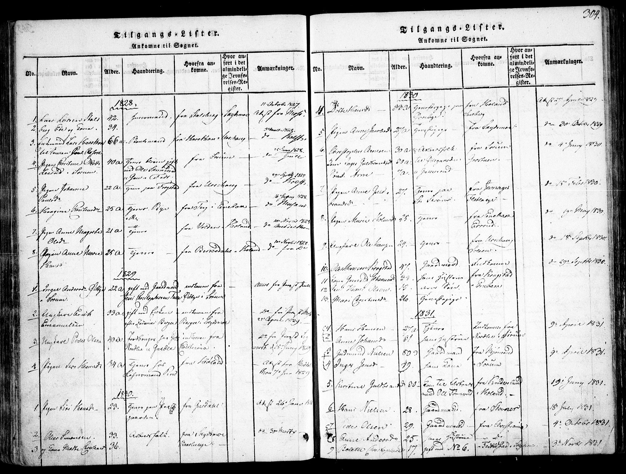 Fet prestekontor Kirkebøker, AV/SAO-A-10370a/F/Fa/L0008: Parish register (official) no. I 8, 1815-1842, p. 304