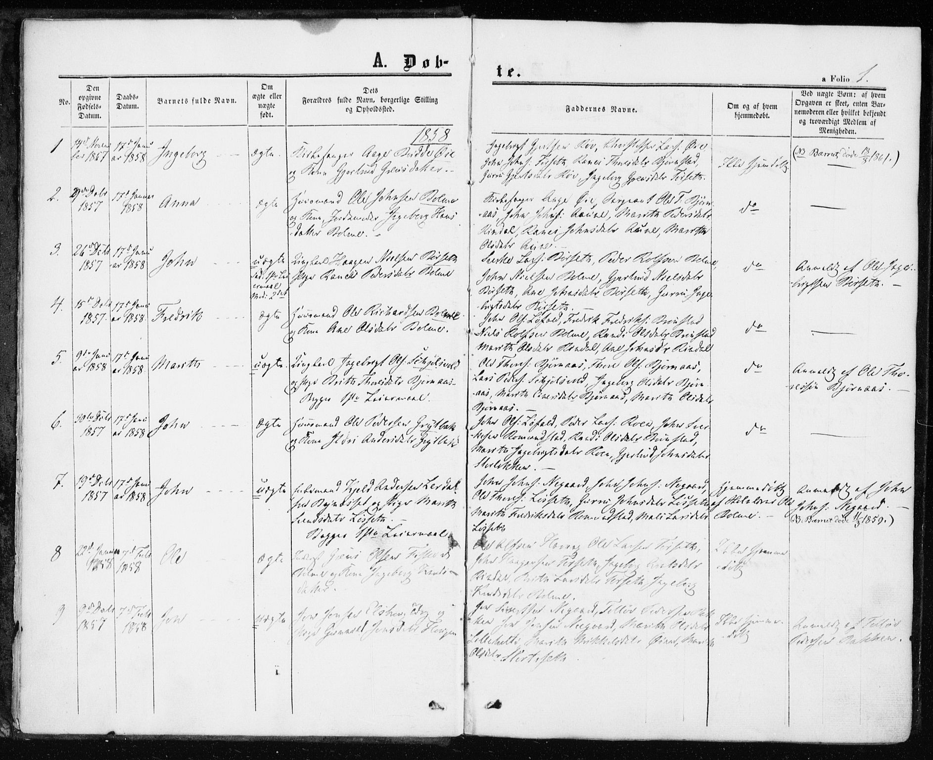 Ministerialprotokoller, klokkerbøker og fødselsregistre - Møre og Romsdal, SAT/A-1454/598/L1067: Parish register (official) no. 598A01, 1858-1871, p. 1
