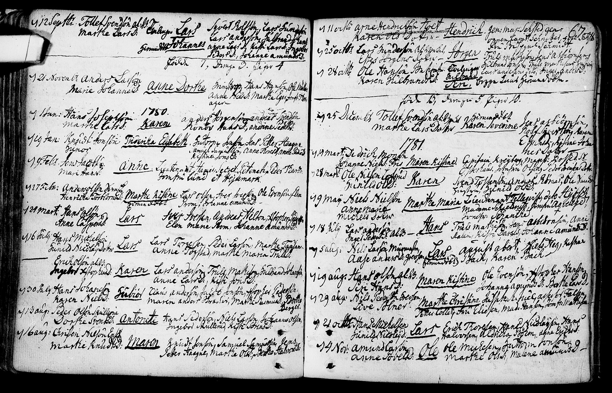 Gamlebyen prestekontor Kirkebøker, AV/SAO-A-10884/F/Fa/L0001: Parish register (official) no. 1, 1734-1818, p. 67