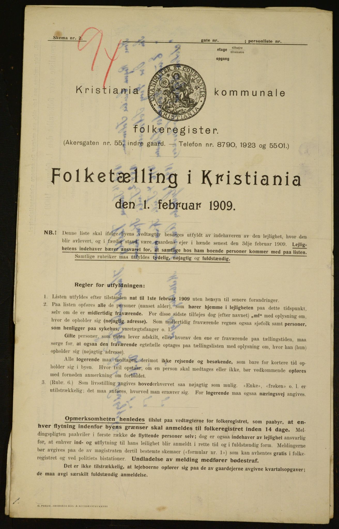 OBA, Municipal Census 1909 for Kristiania, 1909, p. 65314