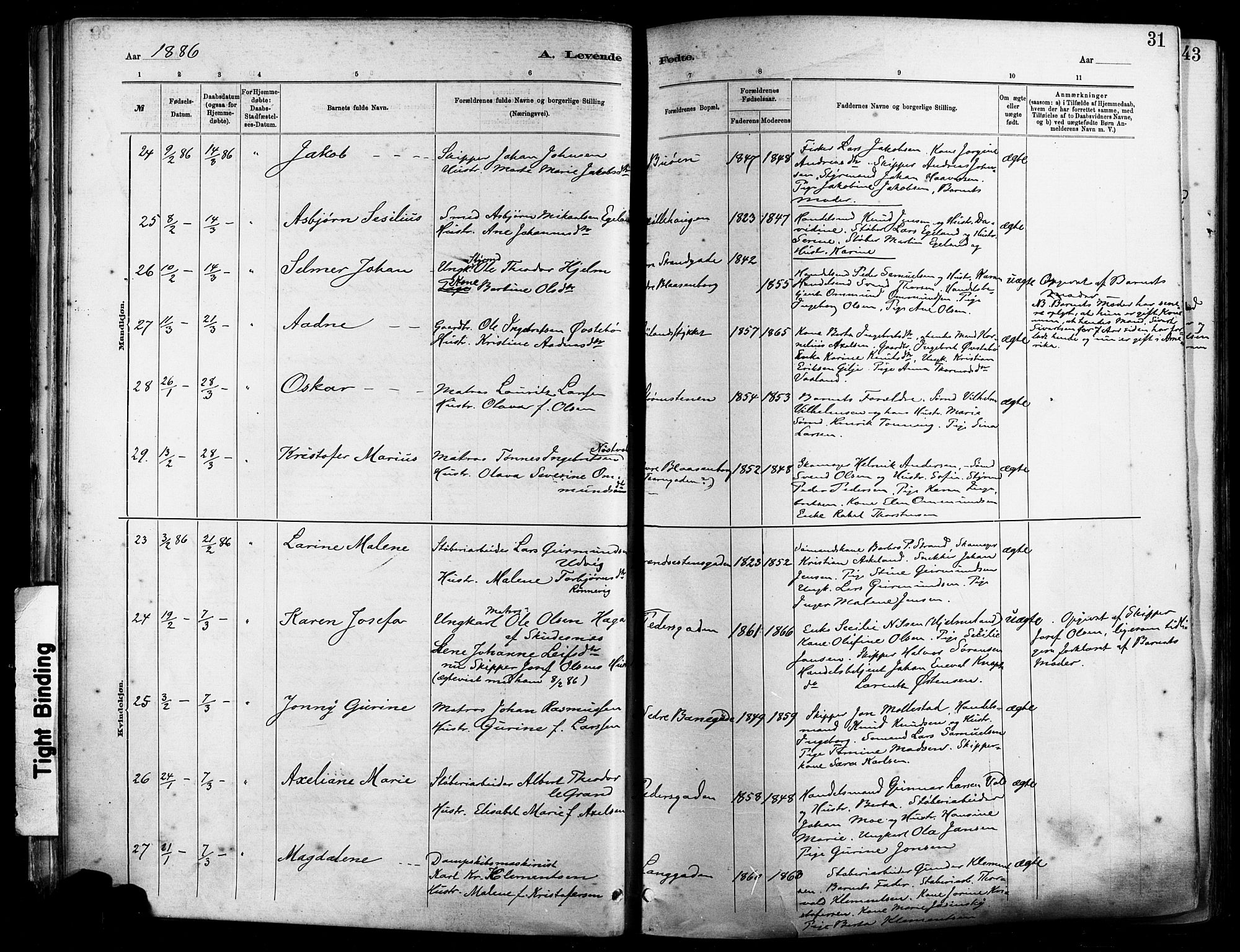 St. Johannes sokneprestkontor, SAST/A-101814/001/30/30BA/L0001: Parish register (official) no. A 1, 1885-1891, p. 31