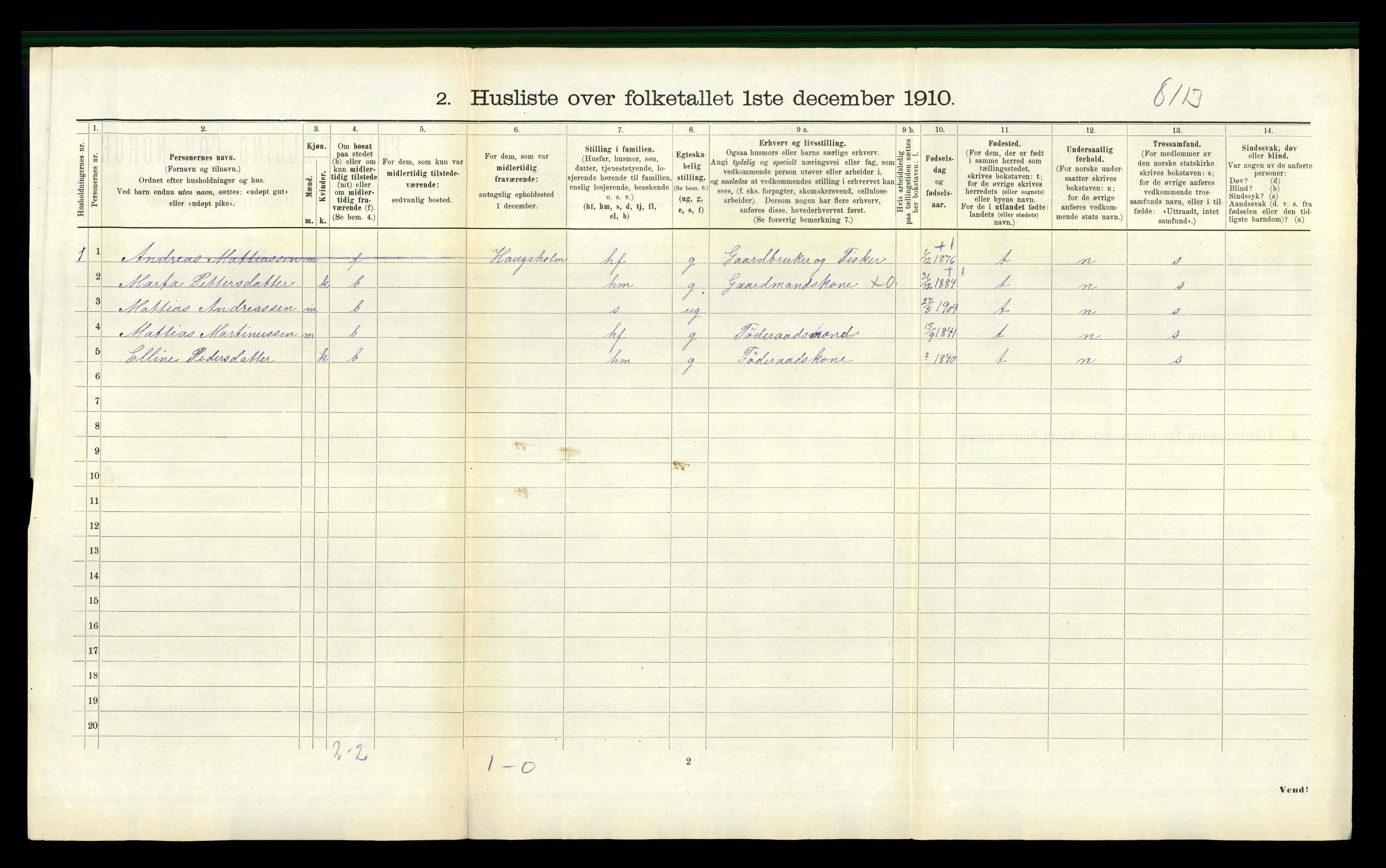 RA, 1910 census for Vanylven, 1910, p. 456