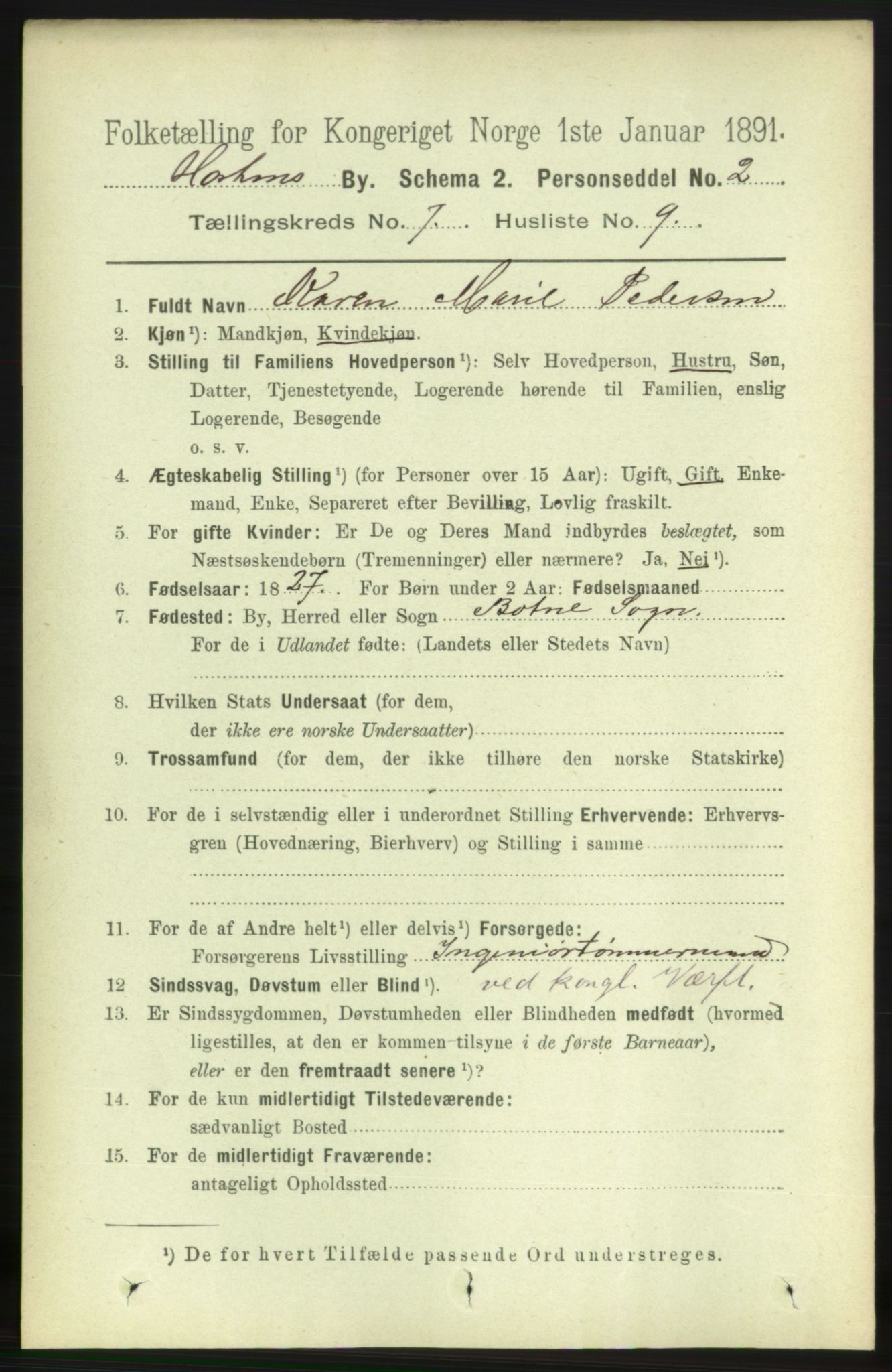 RA, 1891 census for 0703 Horten, 1891, p. 4477