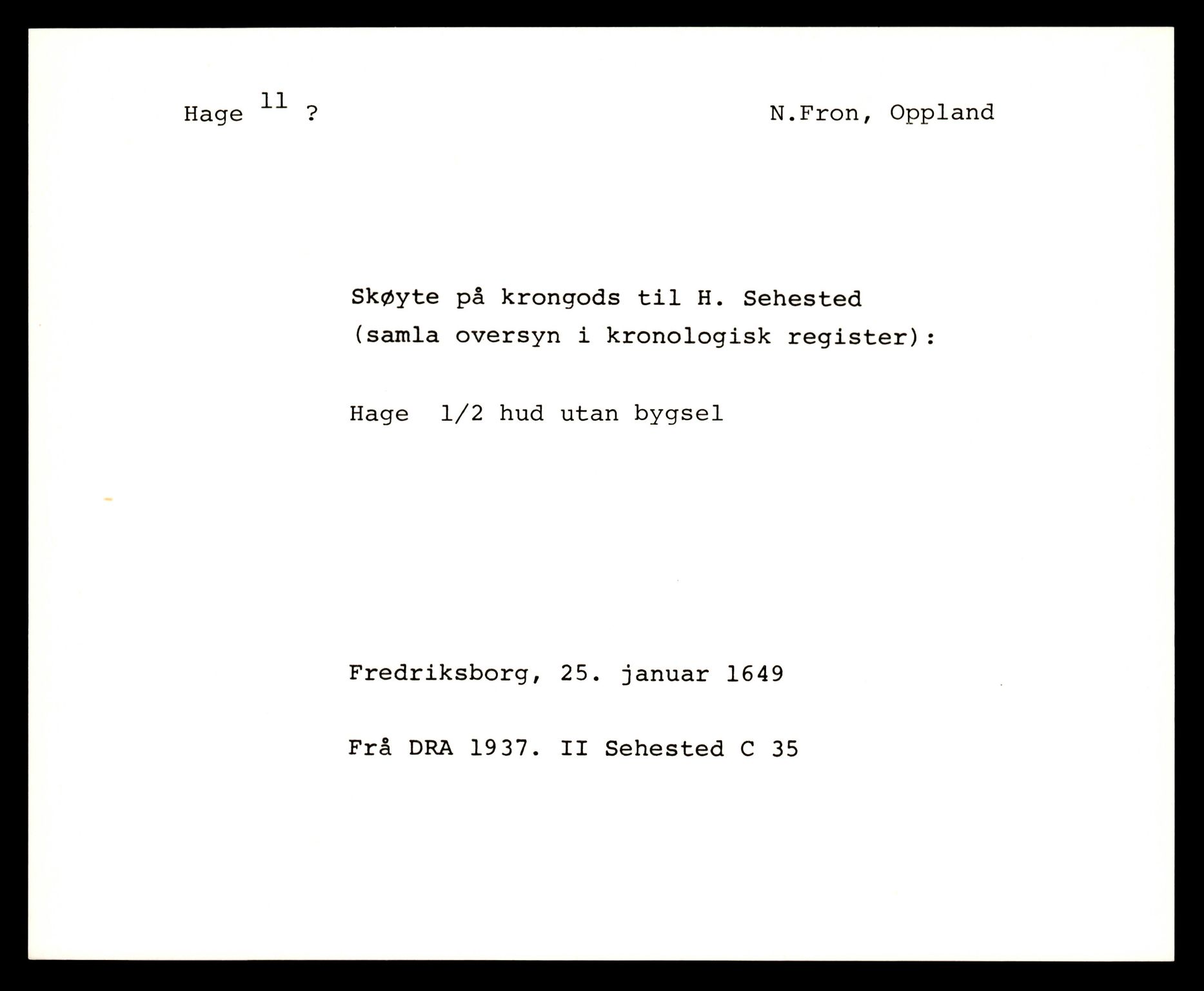 Riksarkivets diplomsamling, AV/RA-EA-5965/F35/F35e/L0010: Registreringssedler Oppland 2, 1400-1700, p. 35