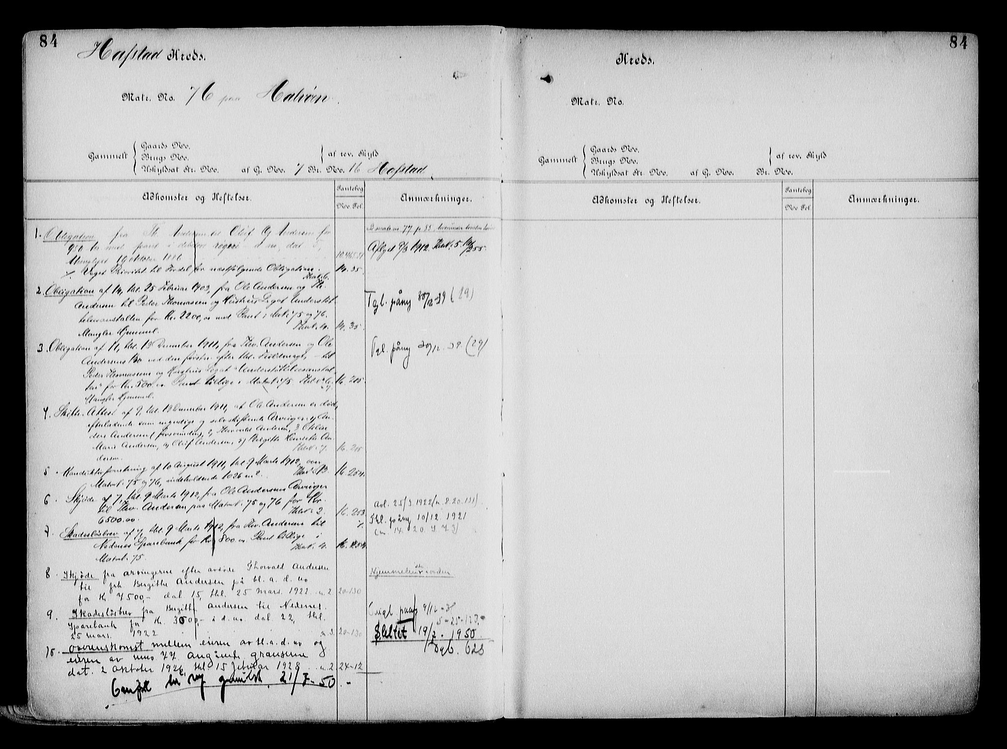 Arendal byfogd, AV/SAK-1222-0001/G/Ga/L0015: Mortgage register no. 13, 1860-1960, p. 84