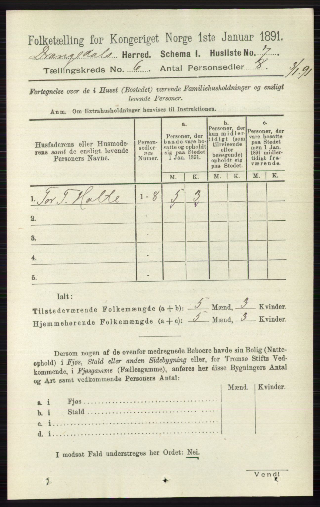 RA, 1891 census for 0817 Drangedal, 1891, p. 1931