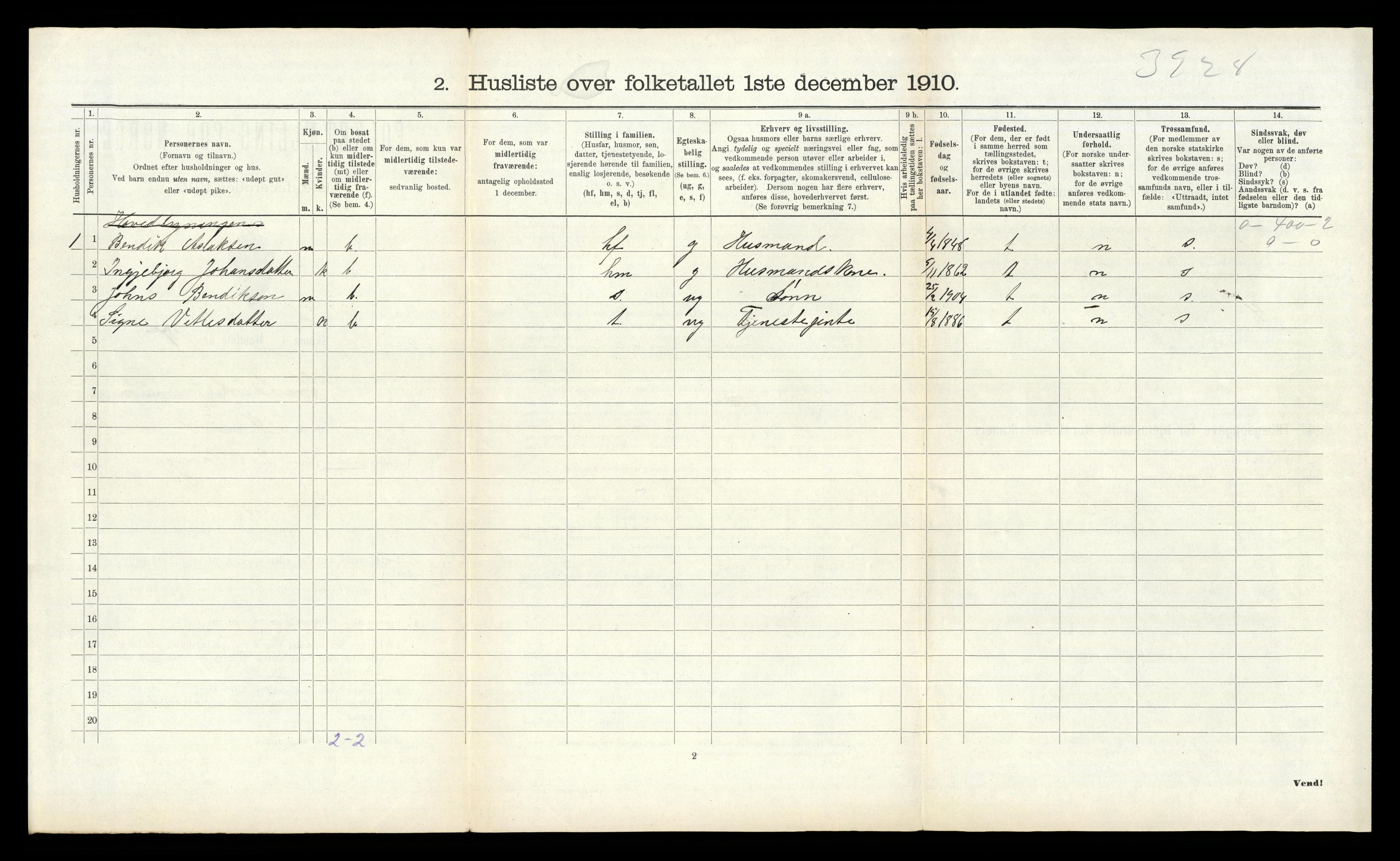 RA, 1910 census for Kviteseid, 1910, p. 289