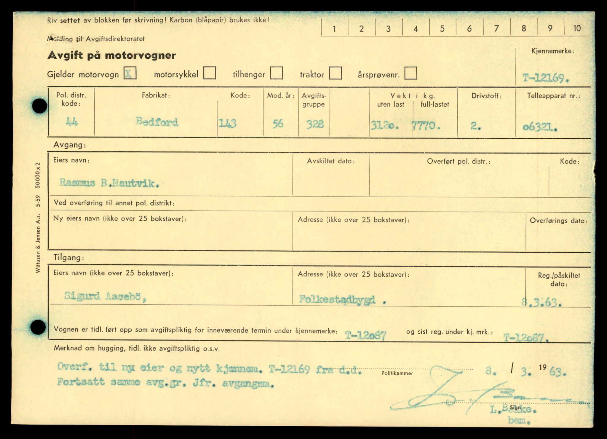 Møre og Romsdal vegkontor - Ålesund trafikkstasjon, AV/SAT-A-4099/F/Fe/L0033: Registreringskort for kjøretøy T 12151 - T 12474, 1927-1998, p. 479