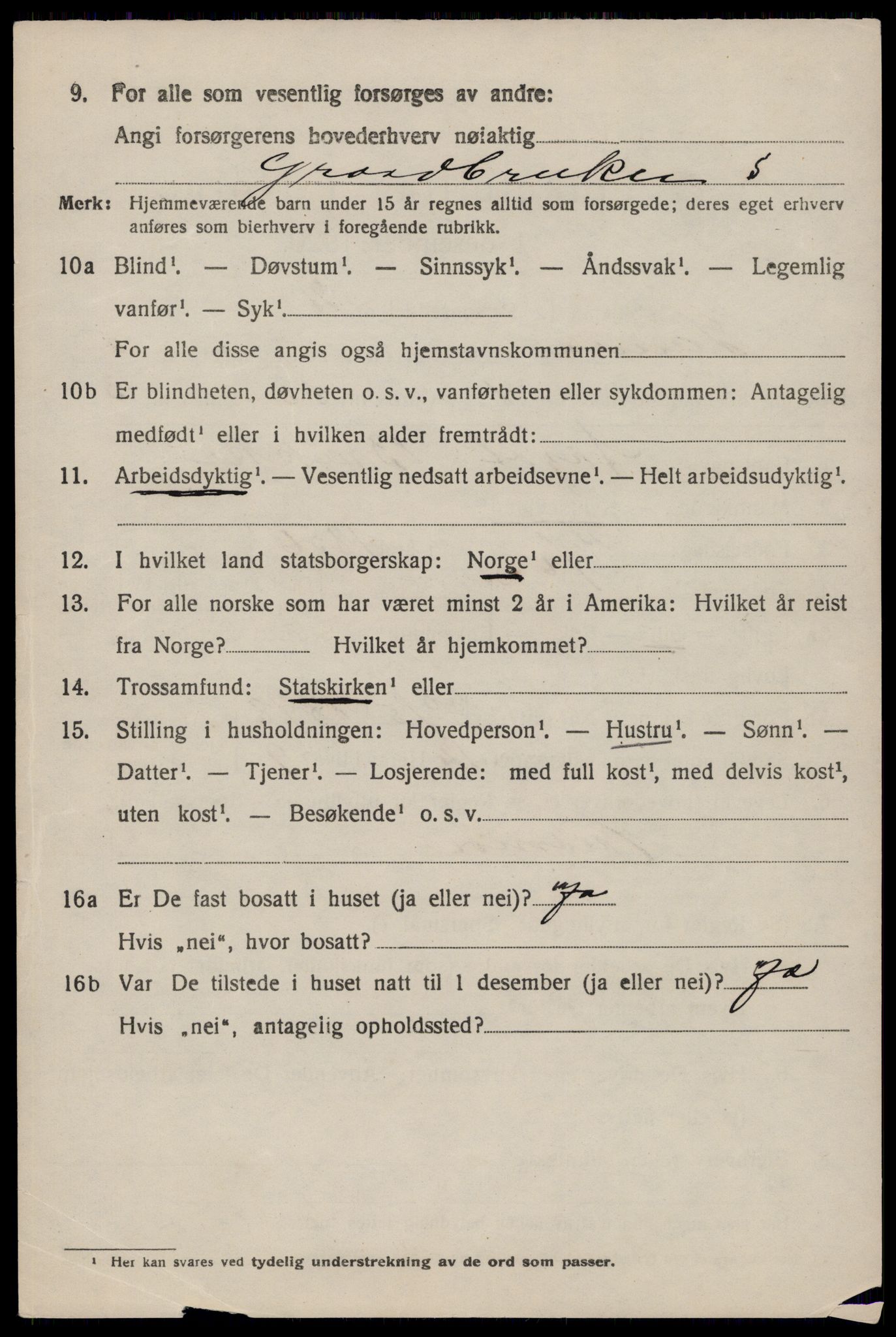 SAST, 1920 census for Sauda, 1920, p. 3013