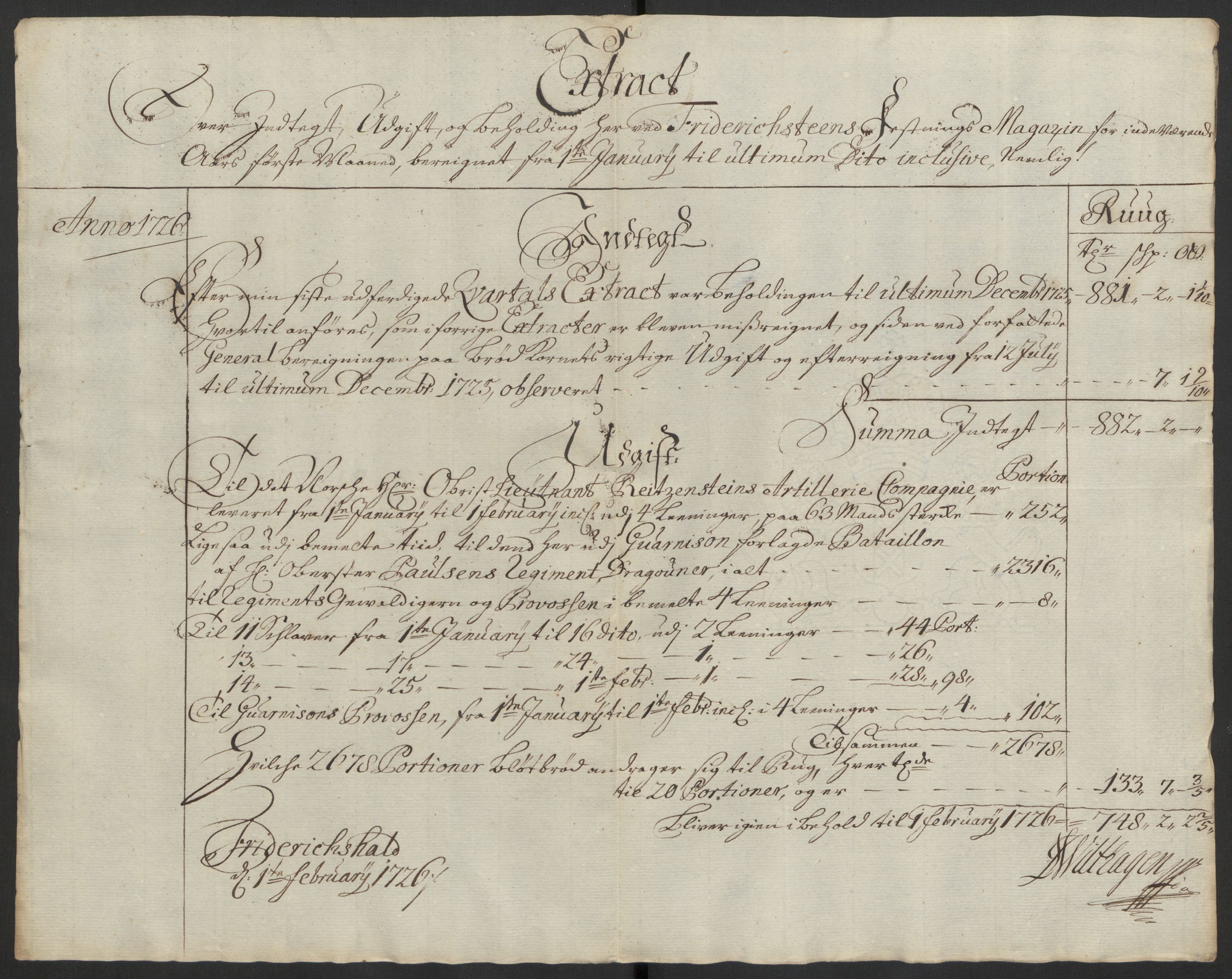 Kommanderende general (KG I) med Det norske krigsdirektorium, AV/RA-EA-5419/D/L0153: Fredriksten festning: Brev, inventarfortegnelser og regnskapsekstrakter, 1724-1729, p. 381