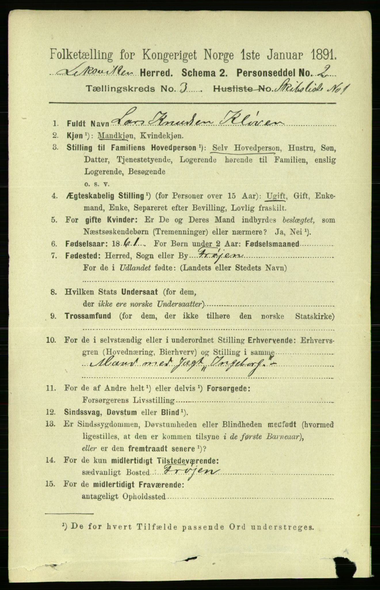 RA, 1891 census for 1718 Leksvik, 1891, p. 1824