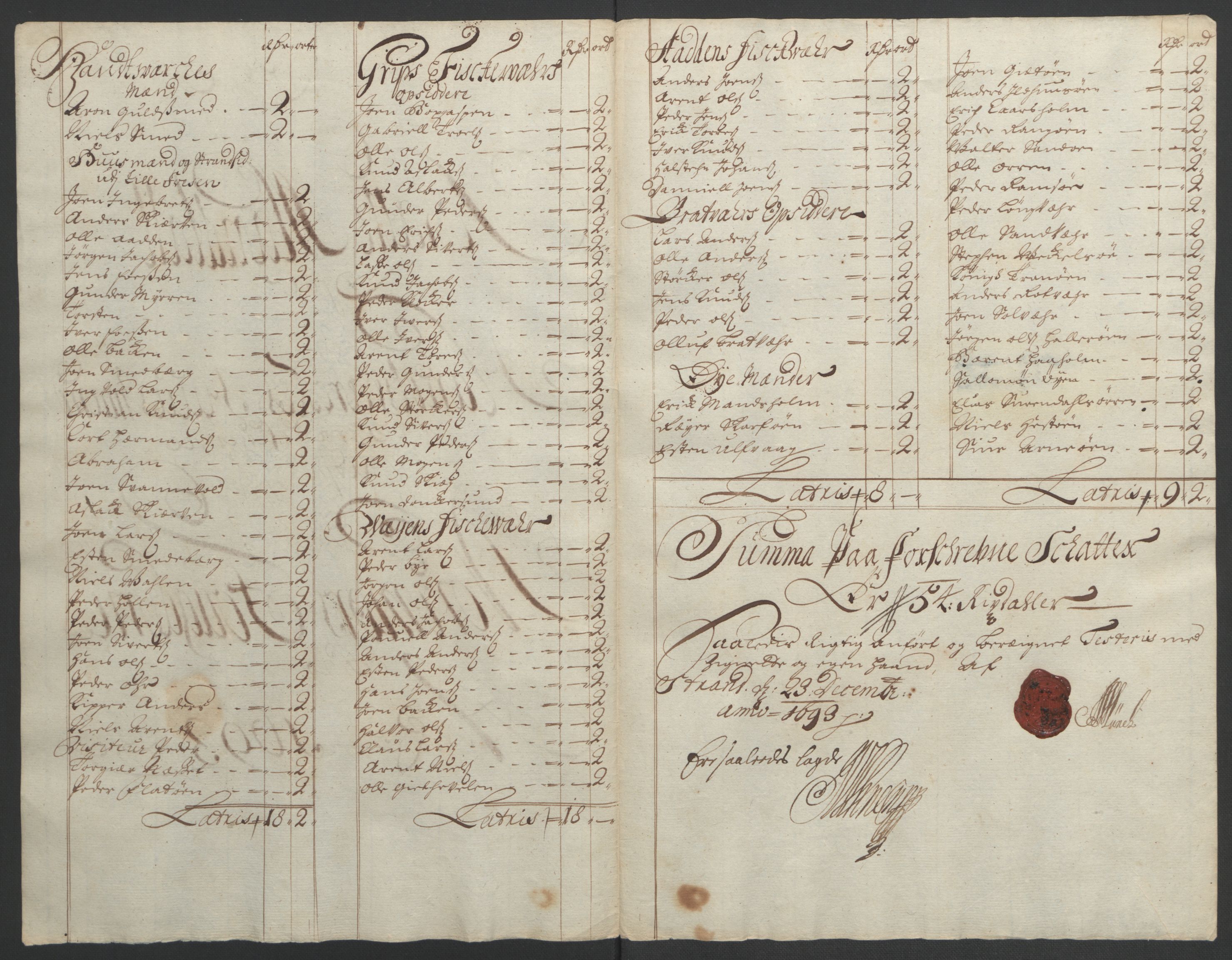 Rentekammeret inntil 1814, Reviderte regnskaper, Fogderegnskap, RA/EA-4092/R56/L3735: Fogderegnskap Nordmøre, 1692-1693, p. 342