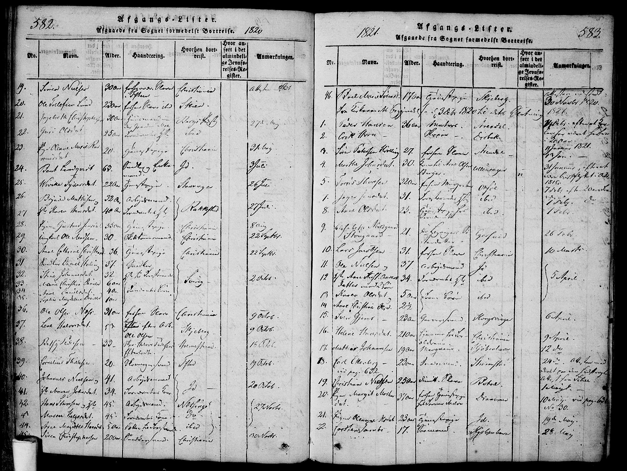 Halden prestekontor Kirkebøker, AV/SAO-A-10909/F/Fa/L0003: Parish register (official) no. I 3, 1815-1834, p. 582-583