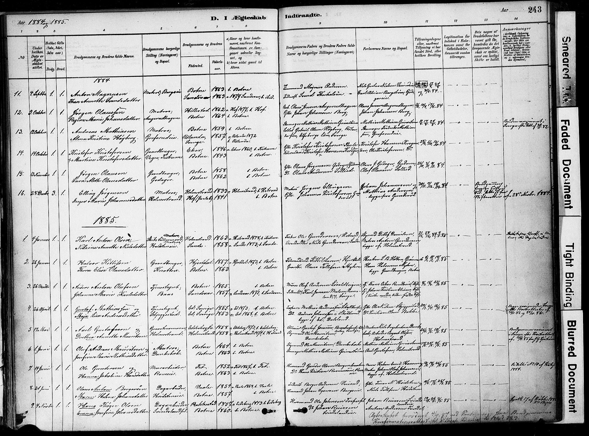 Botne kirkebøker, SAKO/A-340/F/Fa/L0007: Parish register (official) no. I 7, 1878-1910, p. 243