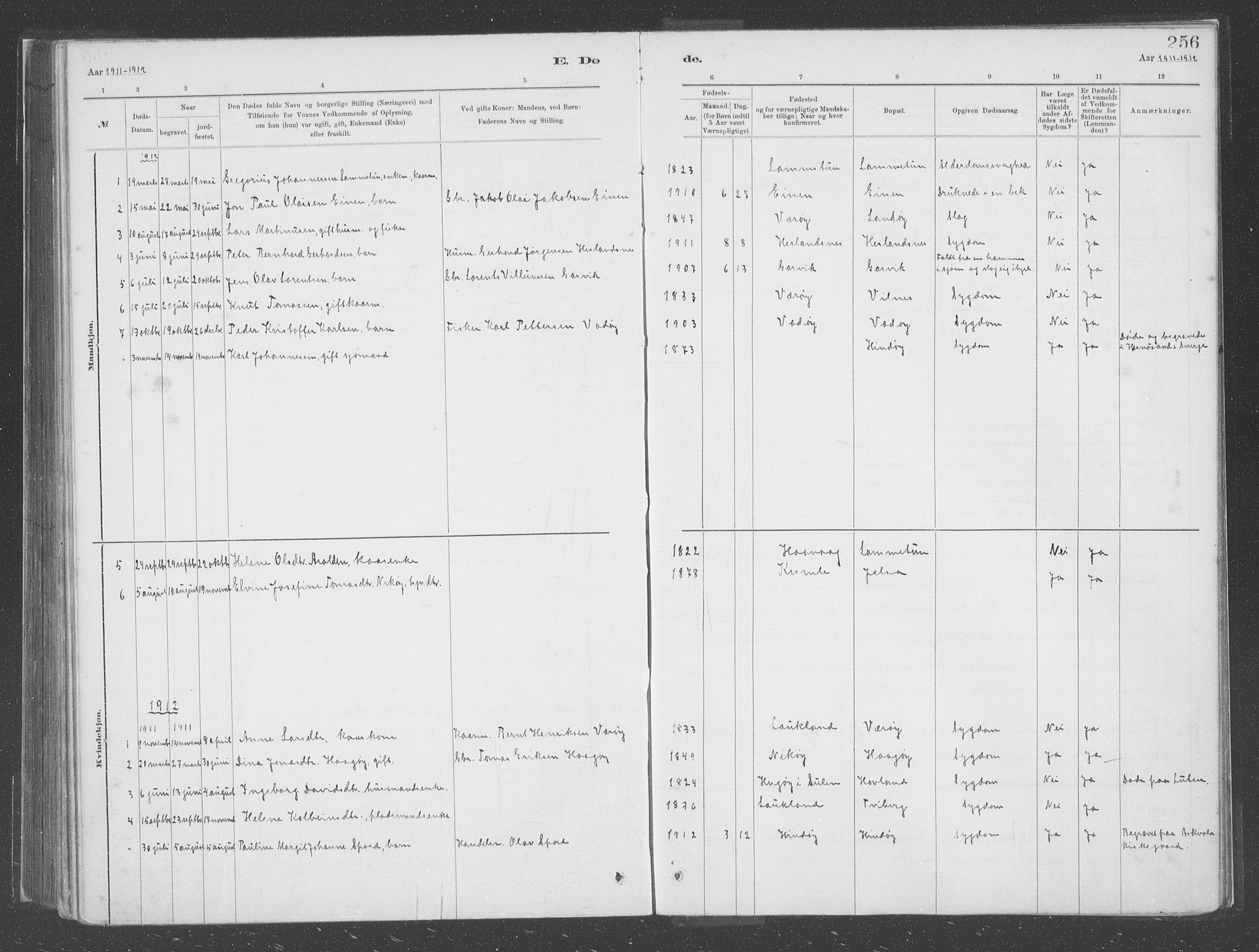 Askvoll sokneprestembete, SAB/A-79501/H/Haa/Haac/L0001: Parish register (official) no. C  1, 1879-1922, p. 256