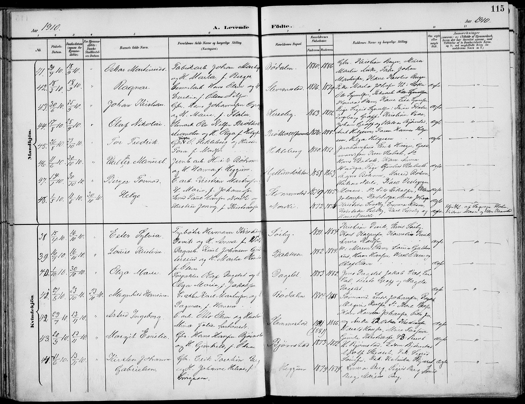 Røyken kirkebøker, SAKO/A-241/F/Fa/L0009: Parish register (official) no. 9, 1898-1911, p. 115