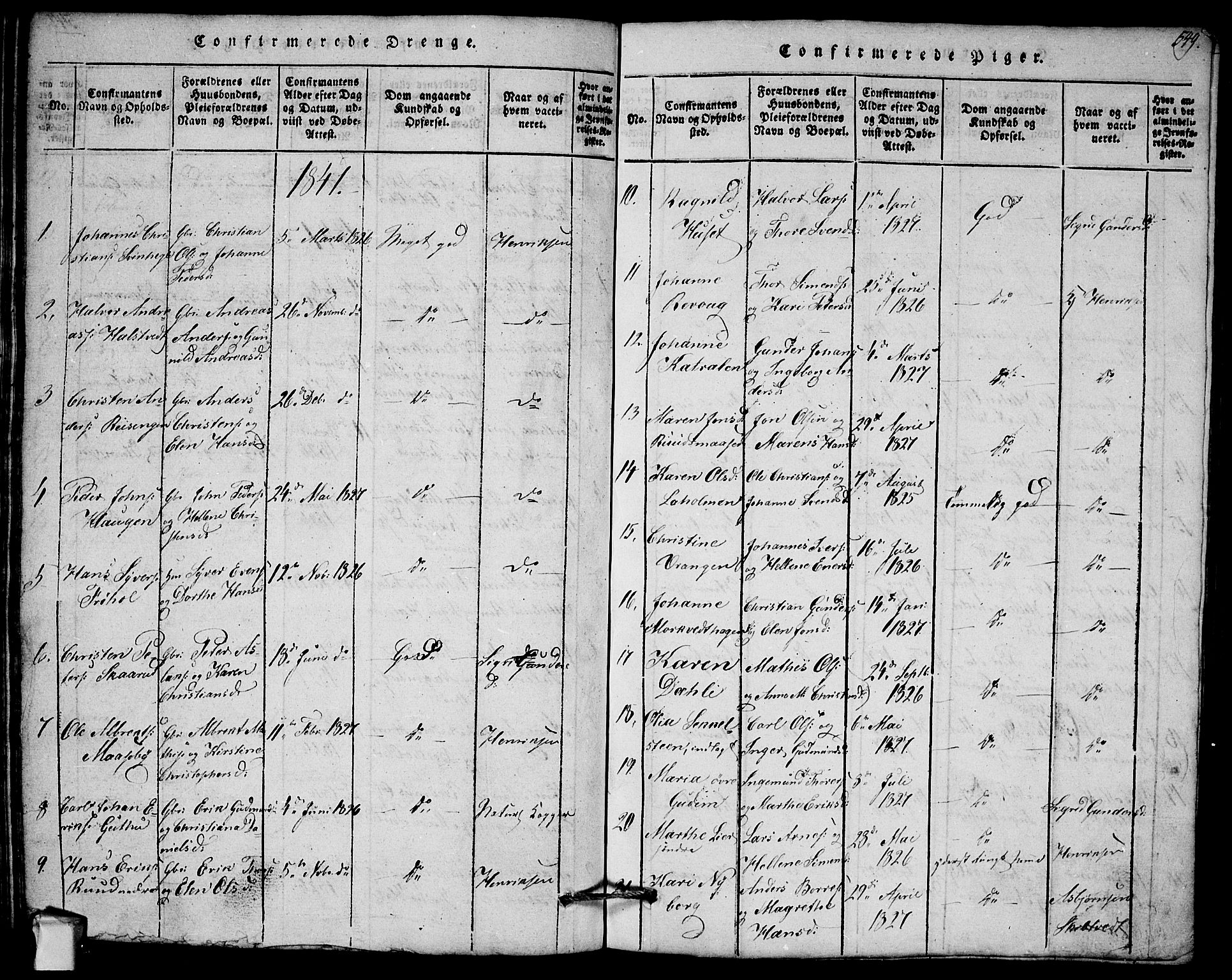 Askim prestekontor Kirkebøker, AV/SAO-A-10900/G/Ga/L0001: Parish register (copy) no. 1, 1817-1846, p. 548-549