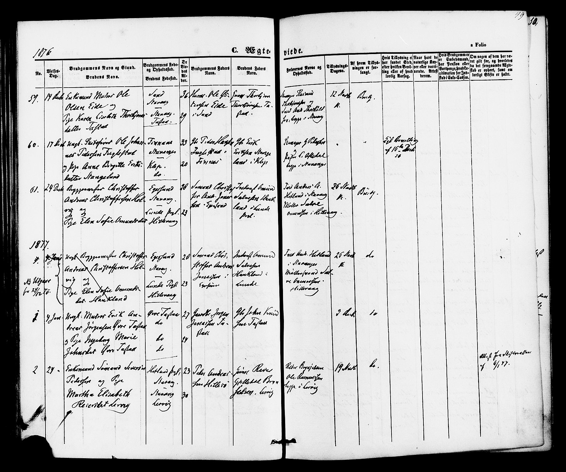 Hetland sokneprestkontor, SAST/A-101826/30/30BA/L0005: Parish register (official) no. A 5, 1869-1884, p. 49