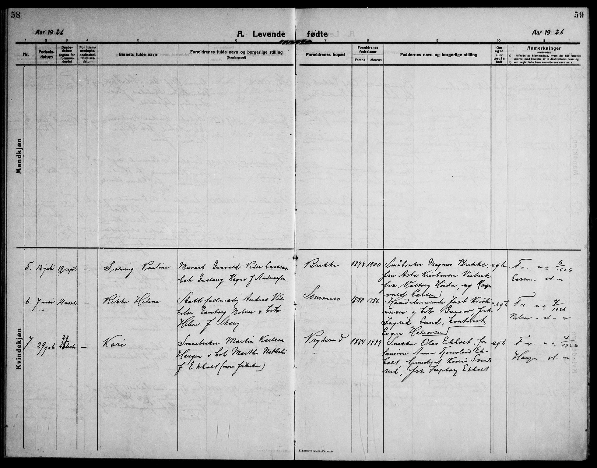 Skoger kirkebøker, SAKO/A-59/F/Fb/L0002: Parish register (official) no. II 2, 1914-1941, p. 58-59